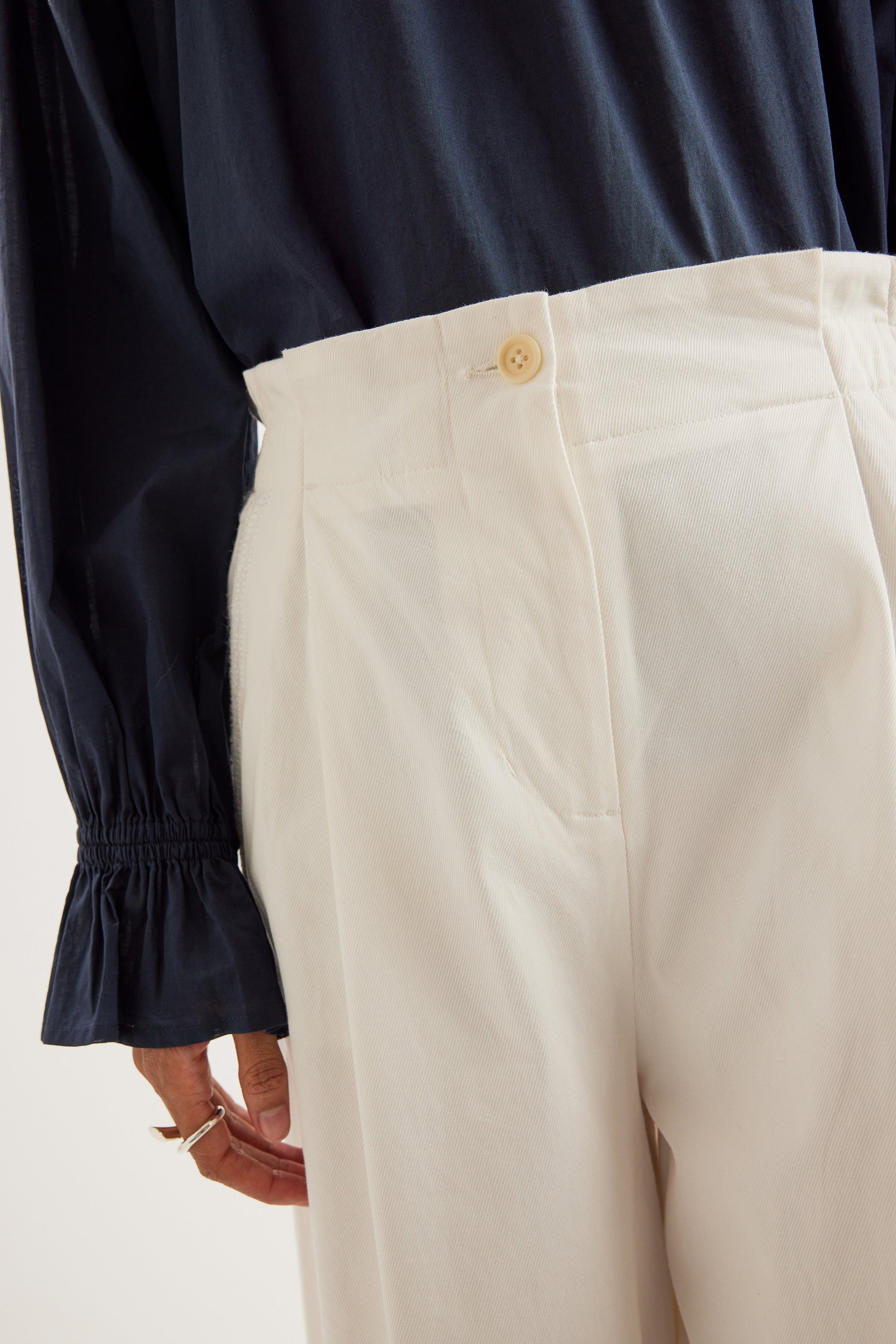 Sargent Emb Pant in Ivory