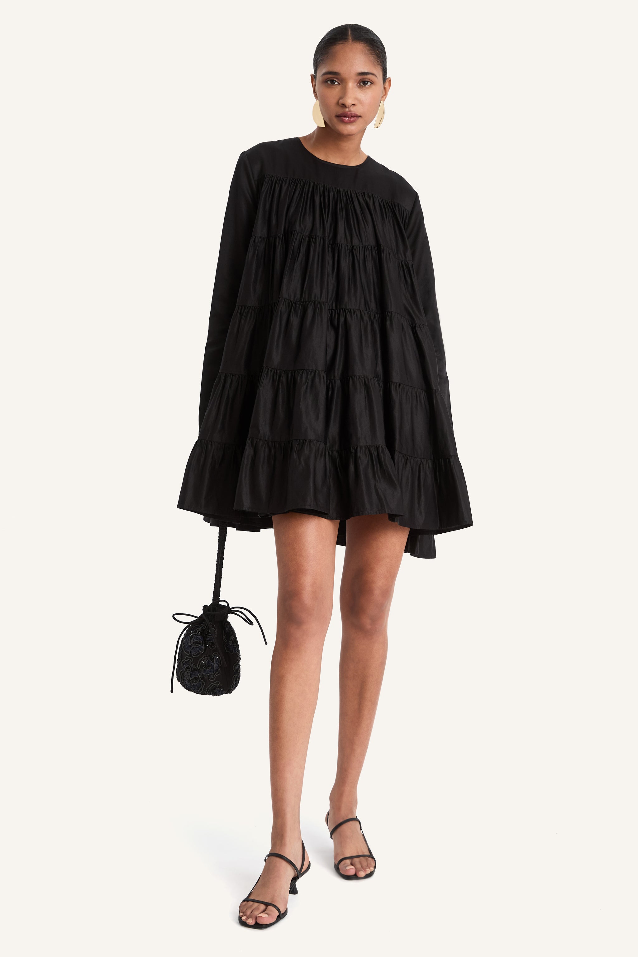 Merlette | Women's Soliman Cotton Silk Dress in Black, Size Large