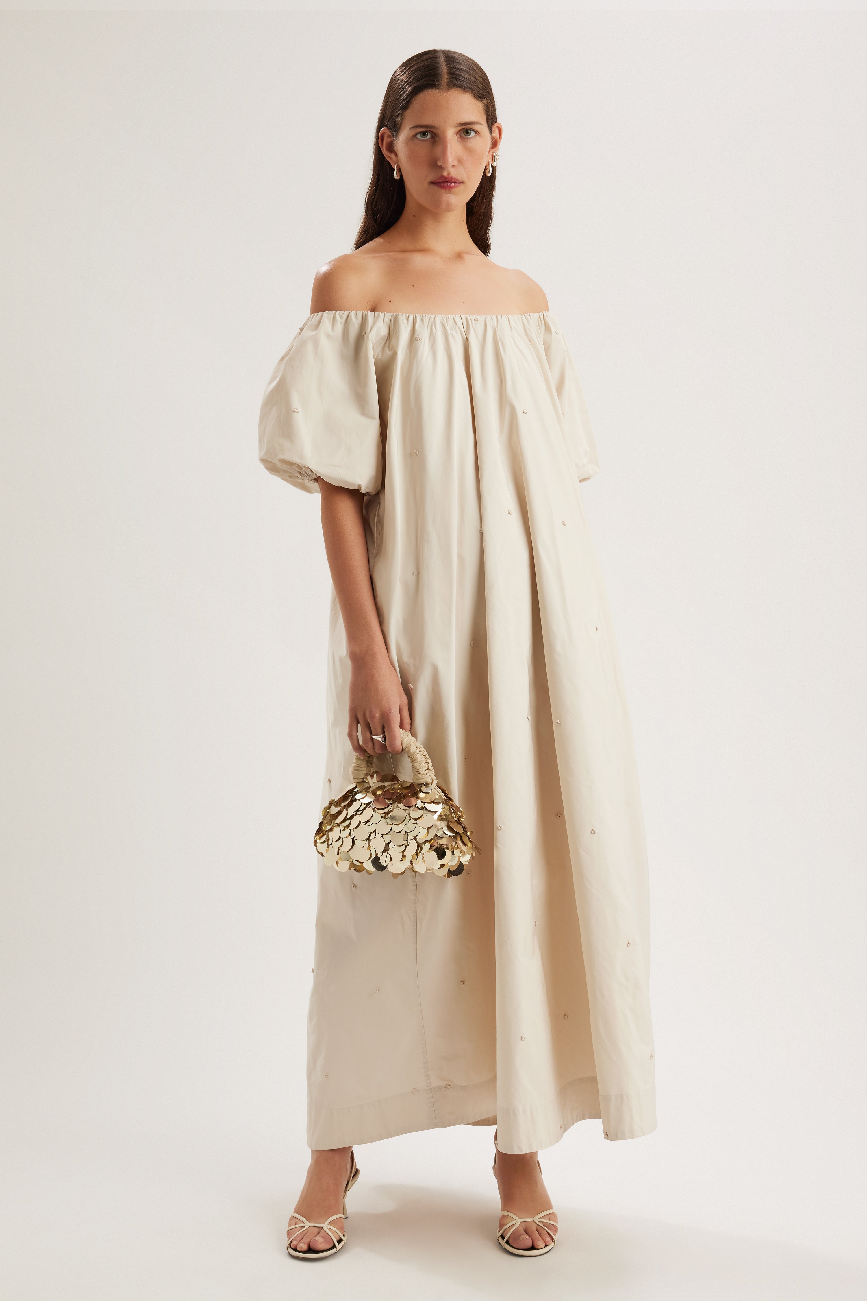 Lune Mini Sequin Bag in Soft Gold