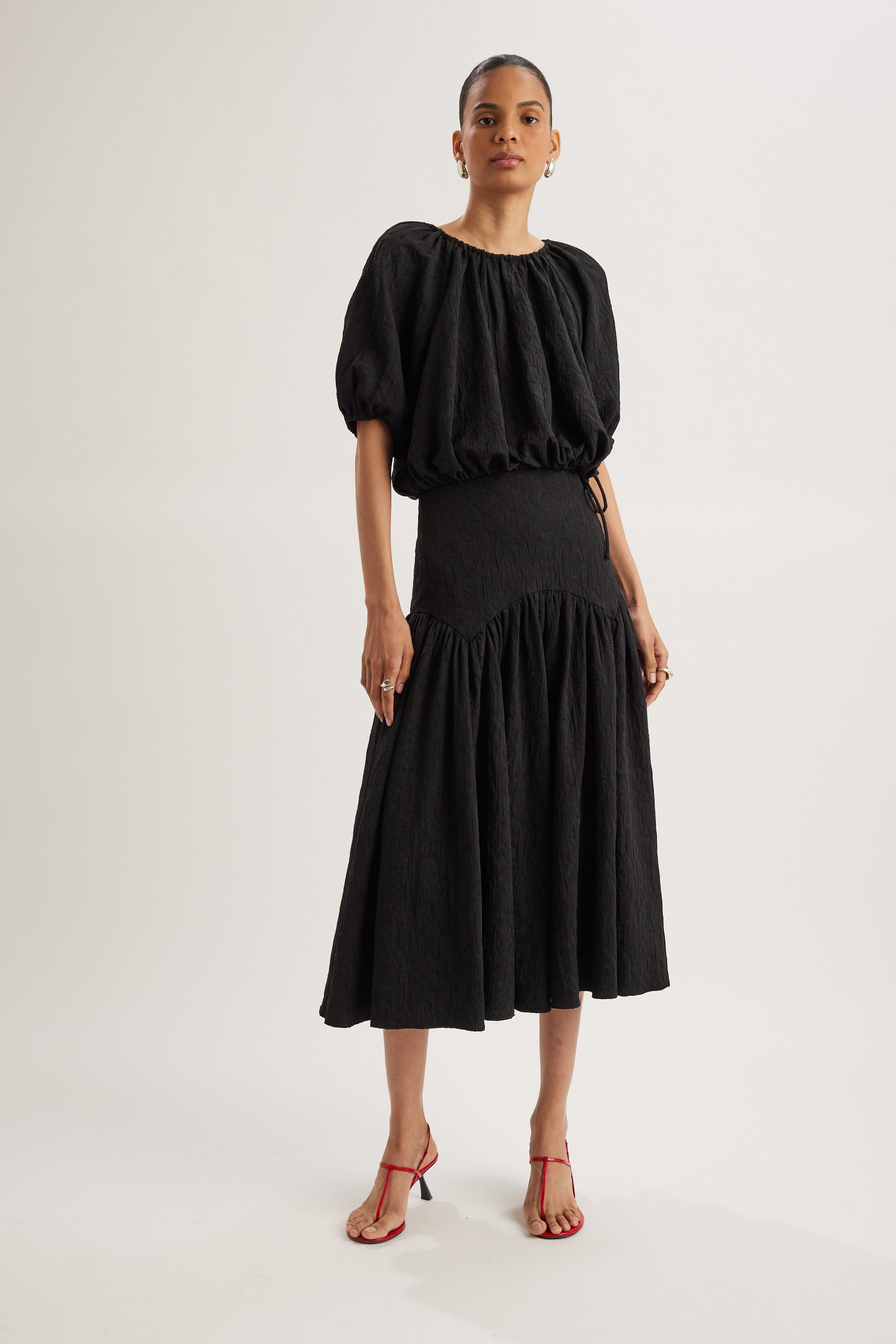 Lotus Top in Black Jacquard