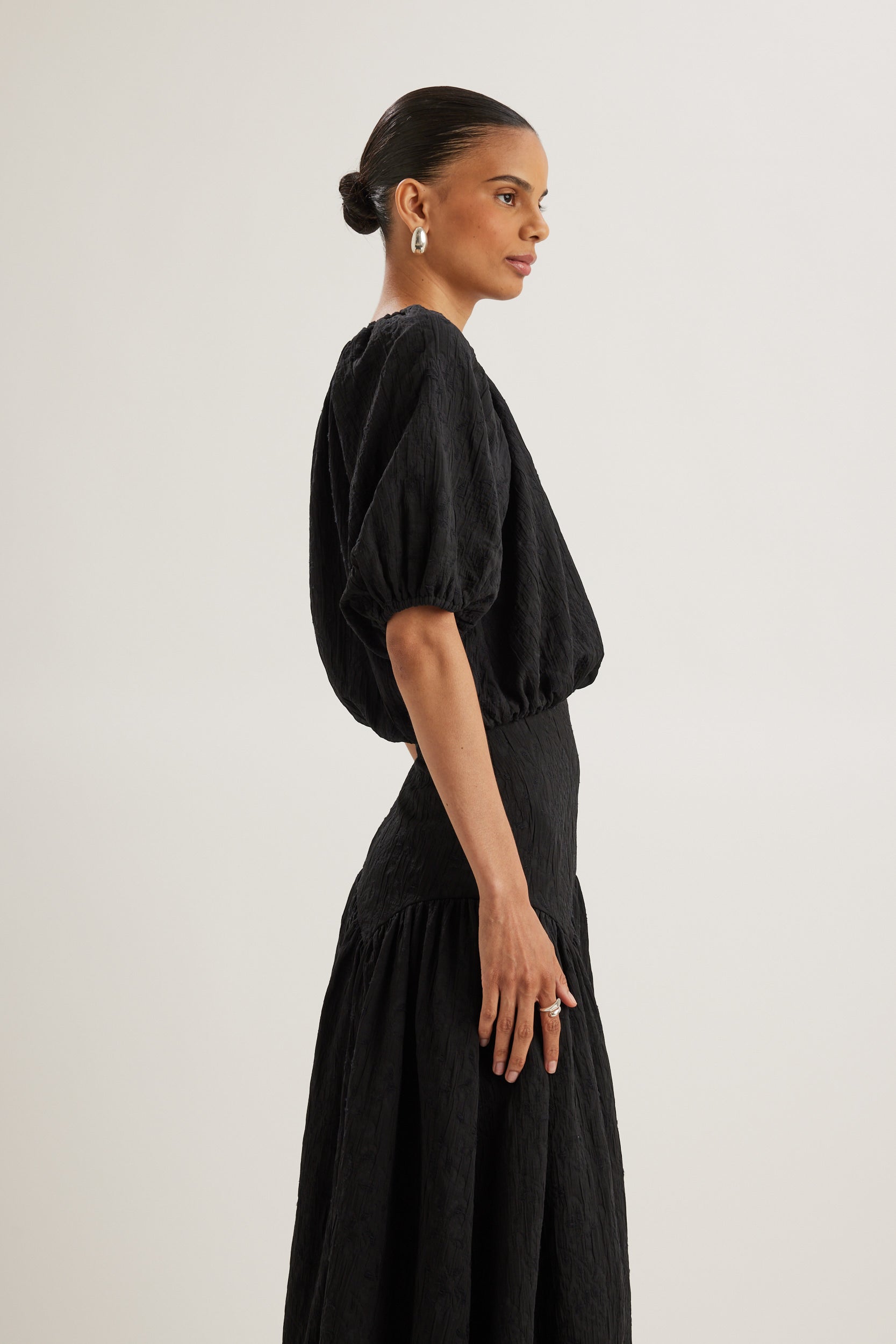 Lotus Top in Black Jacquard