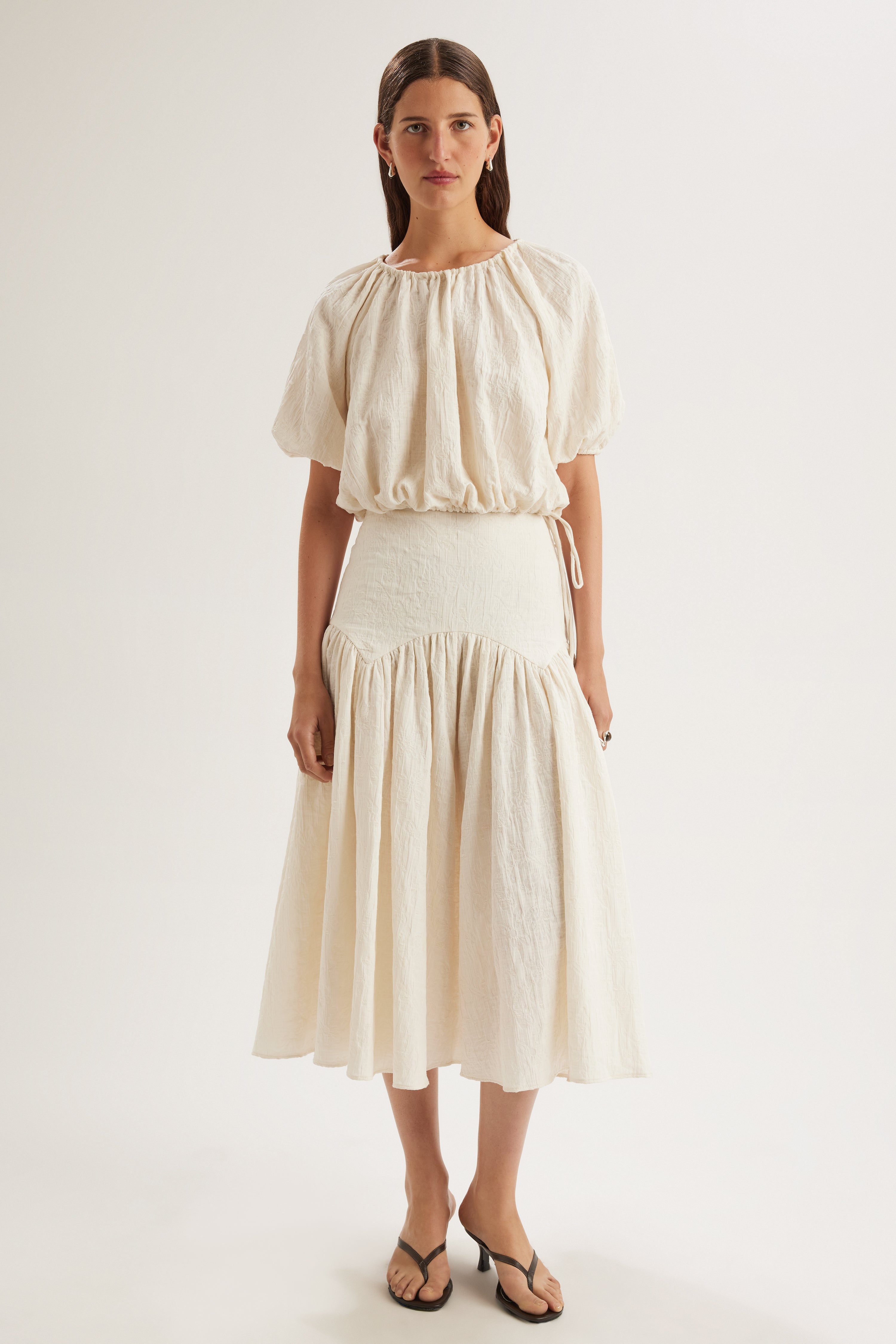 Lotus Top in Cream Jacquard