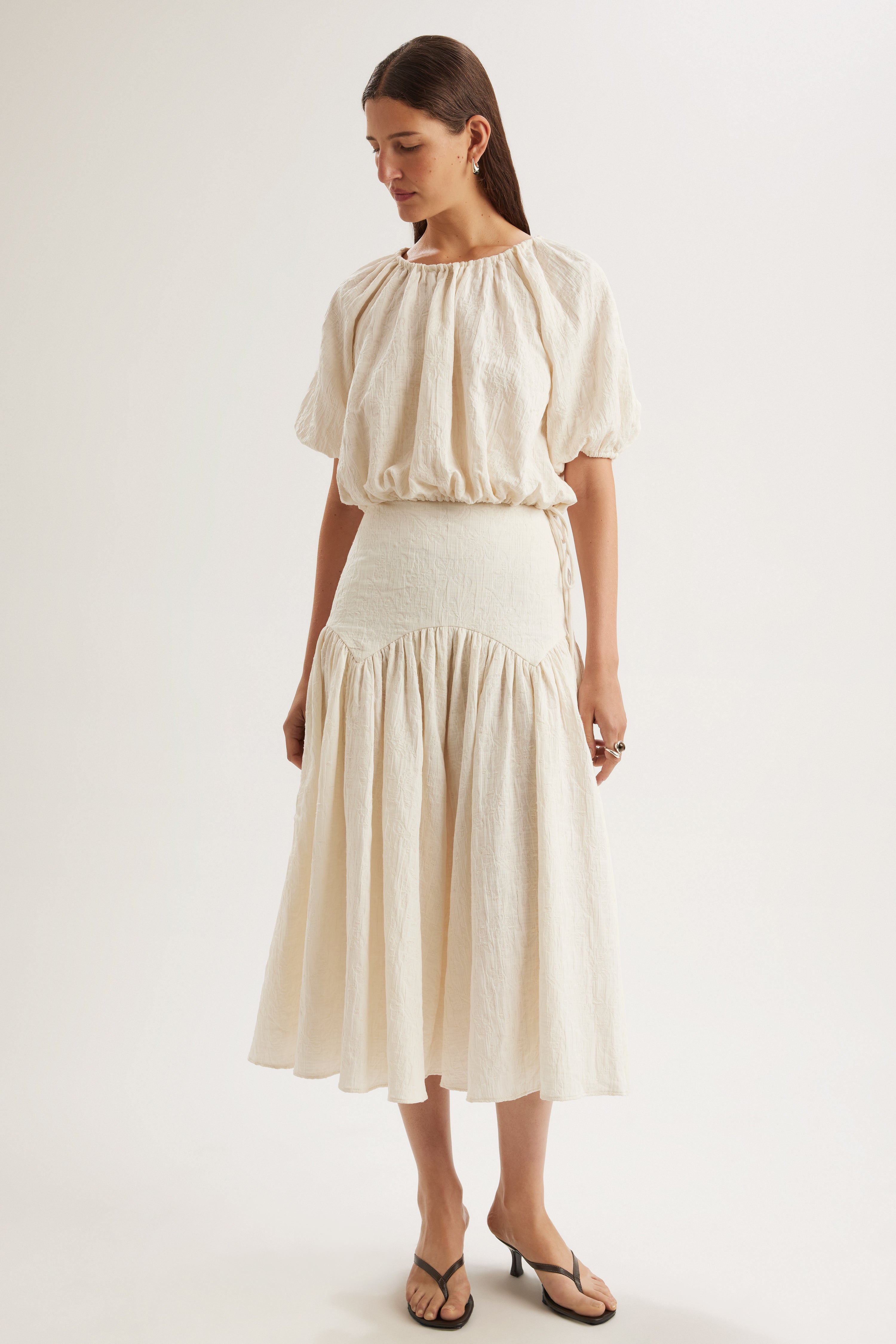 Lotus Top in Cream Jacquard