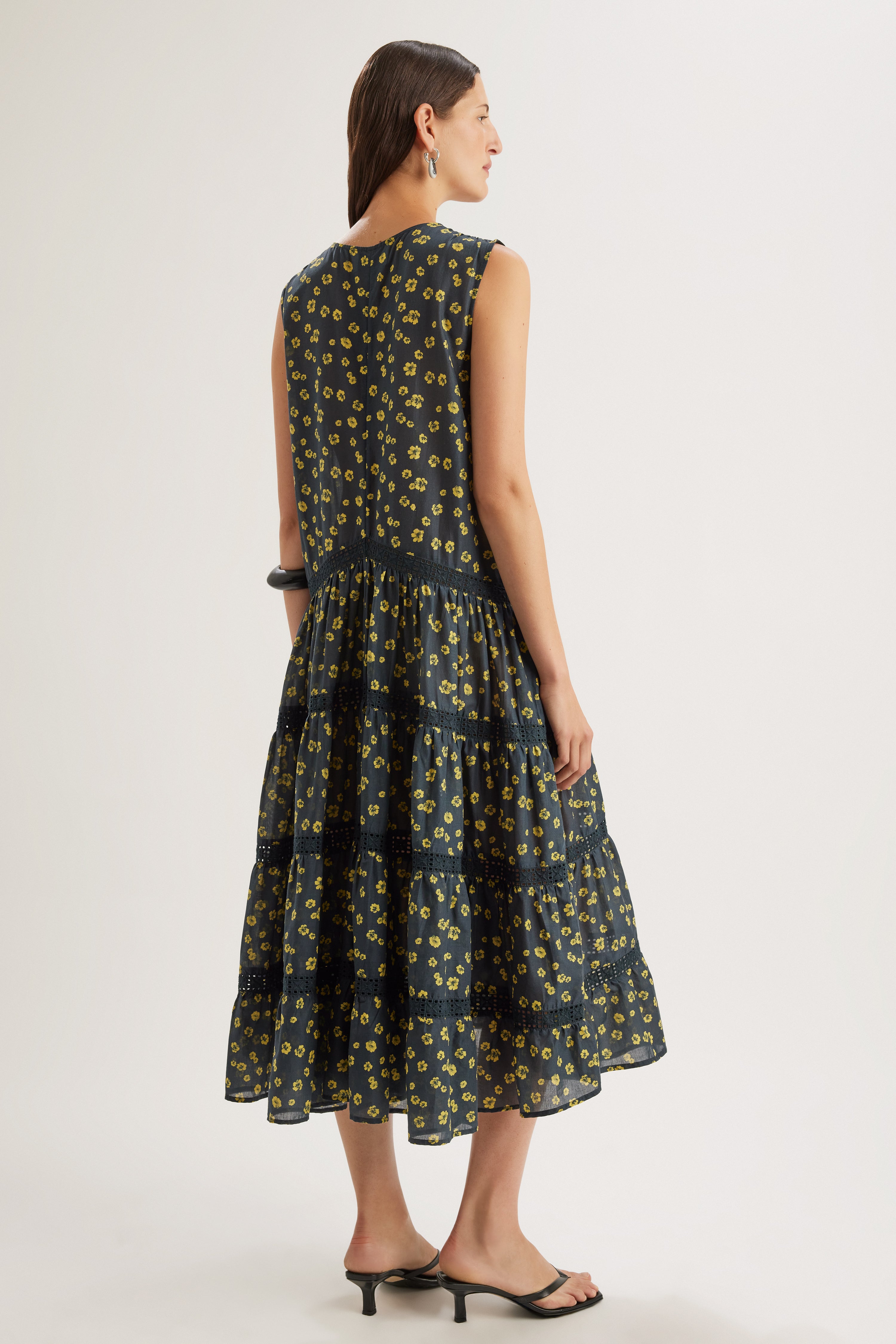 Wallis Dress in Lemon Navy Floral Print
