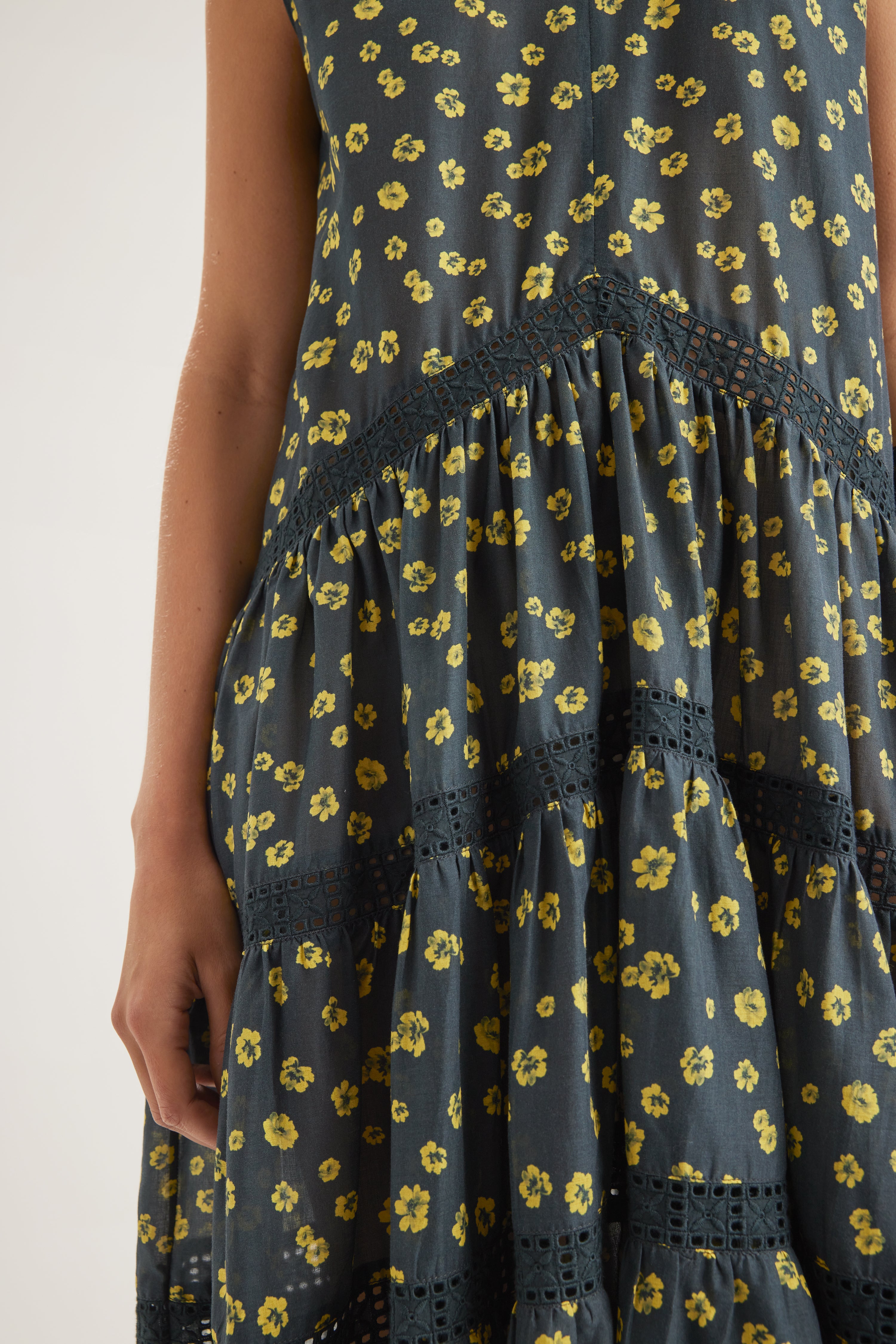 Wallis Dress in Lemon Navy Floral Print