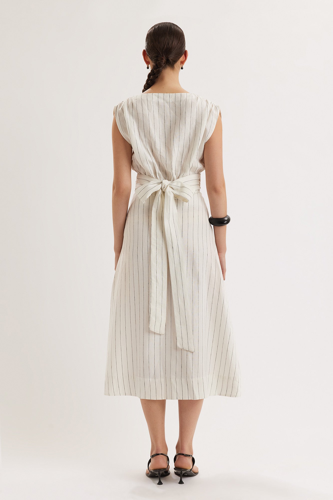 Shaan Top in Ivory Black Stripe