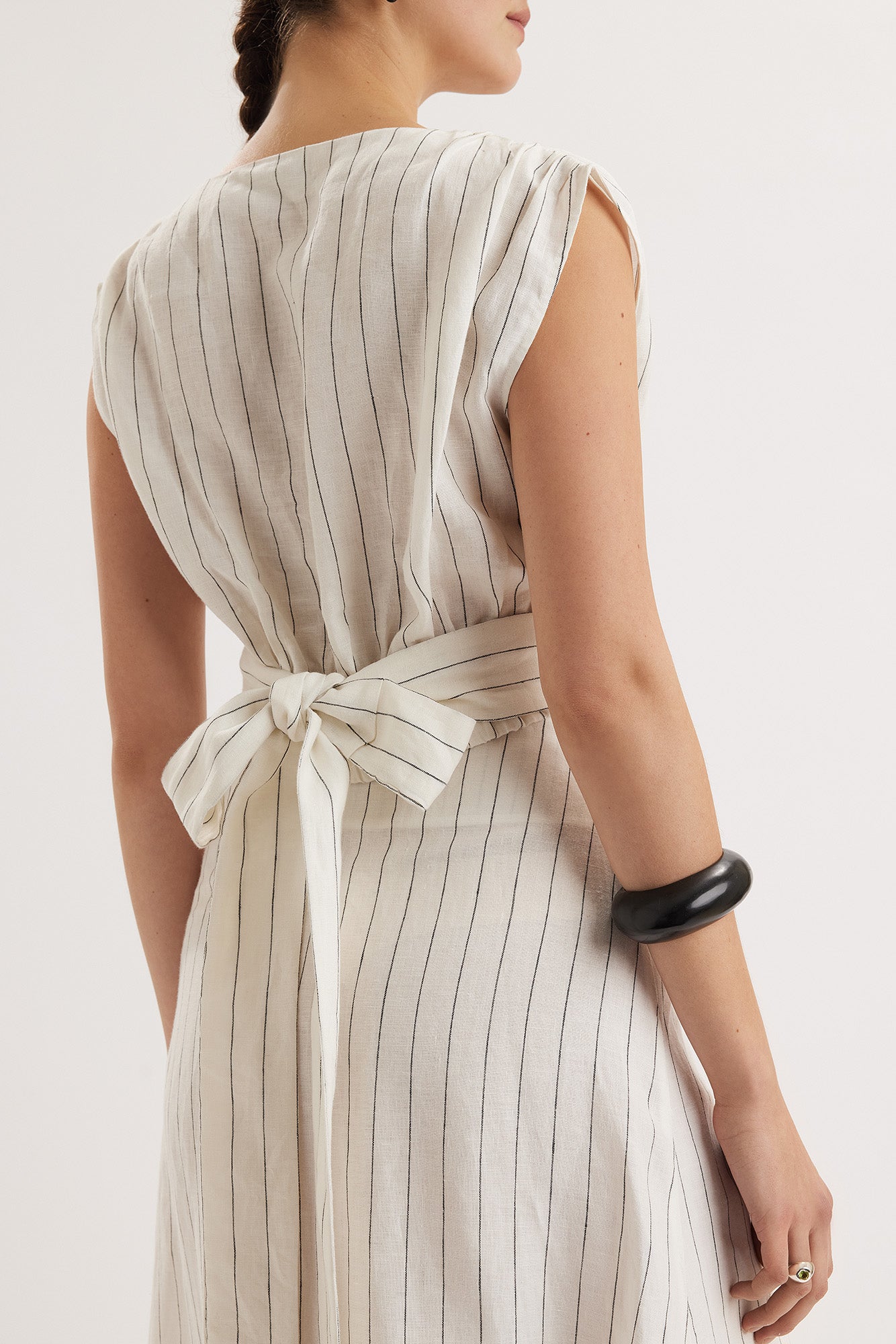 Shaan Top in Ivory Black Stripe