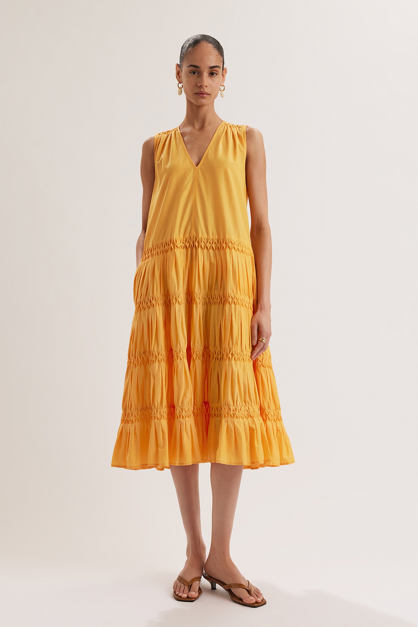 Wallis Smocked Dress in Marigold