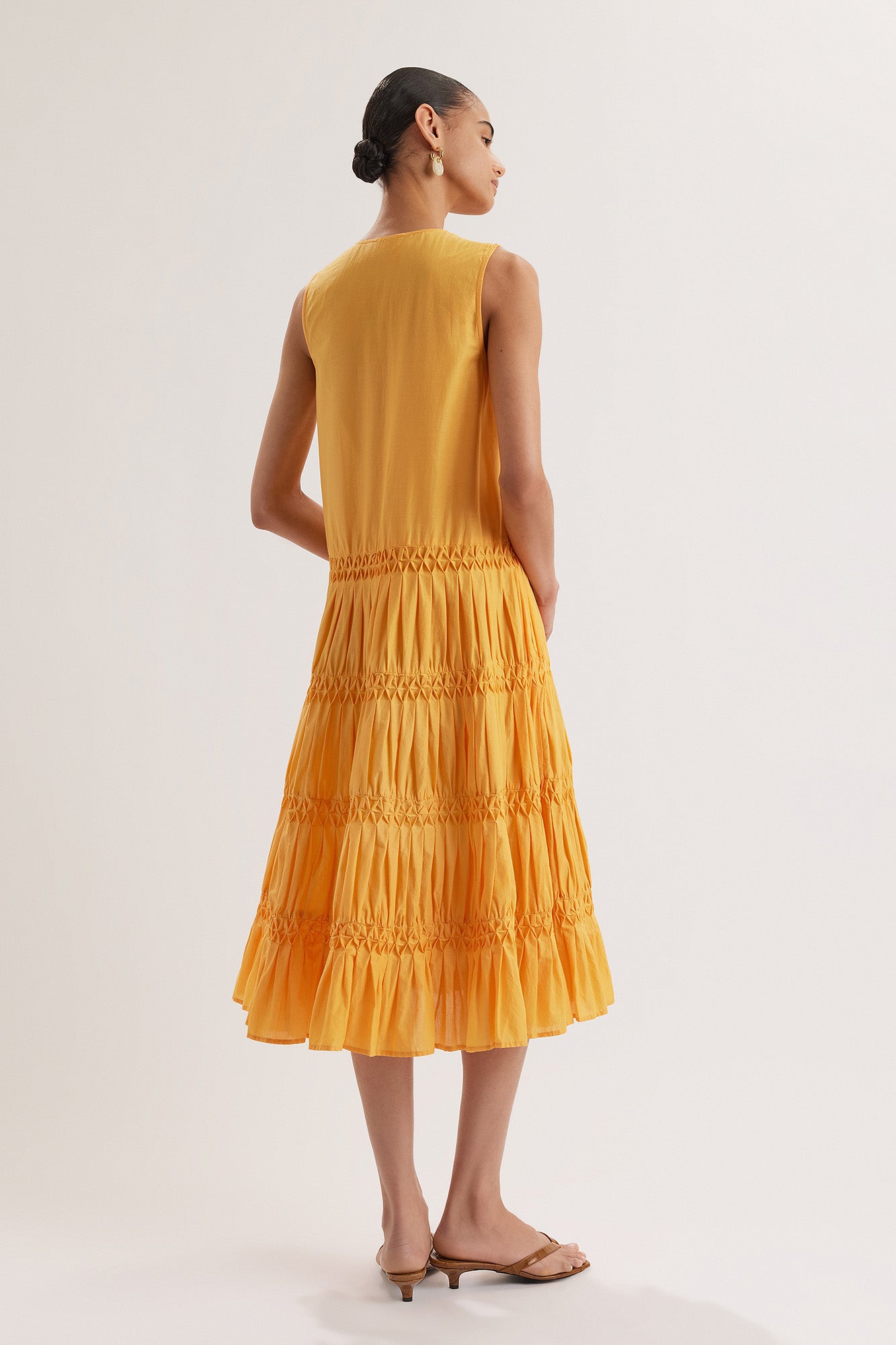 Wallis Smocked Dress in Marigold