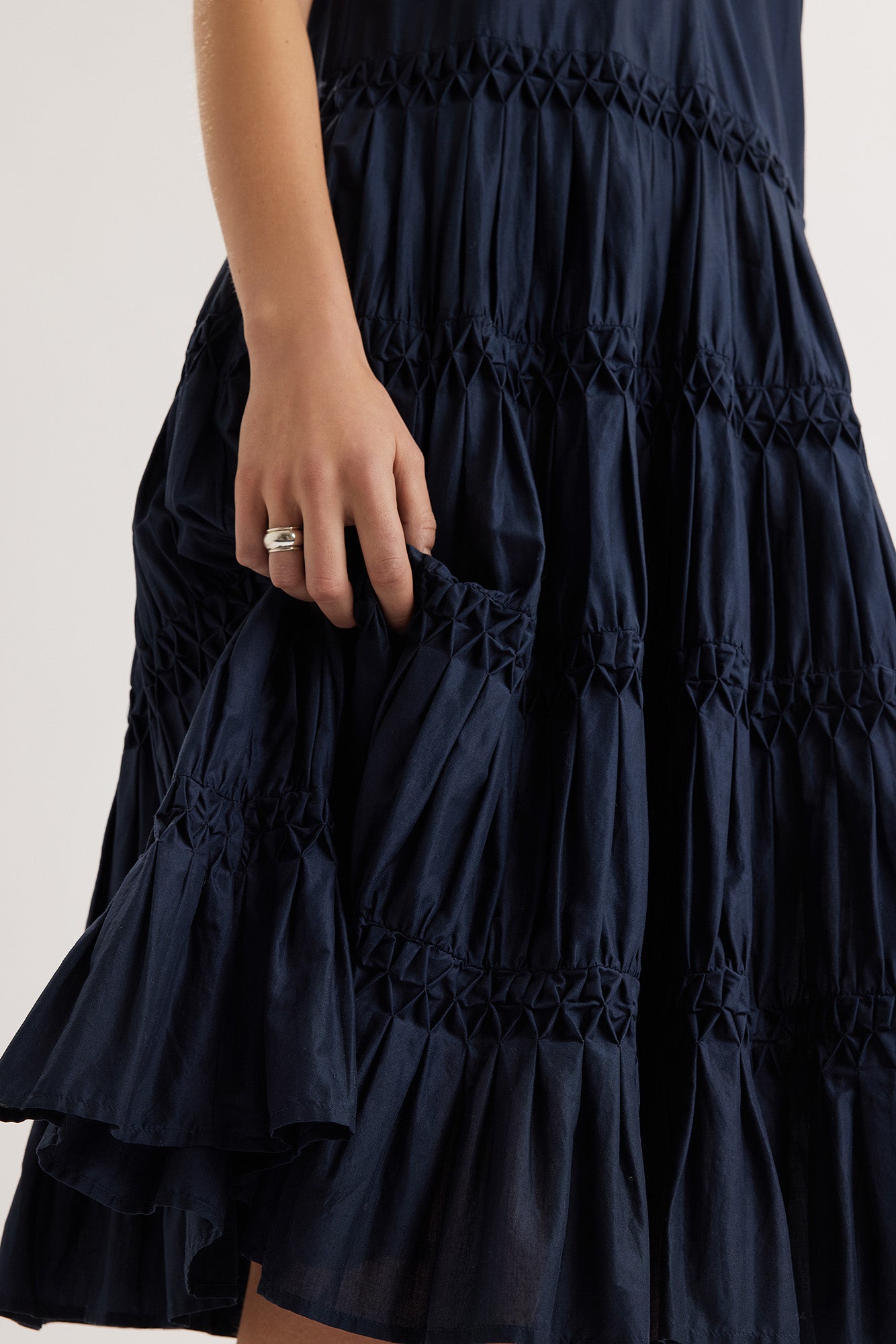 Wallis Smocked Dress in Navy