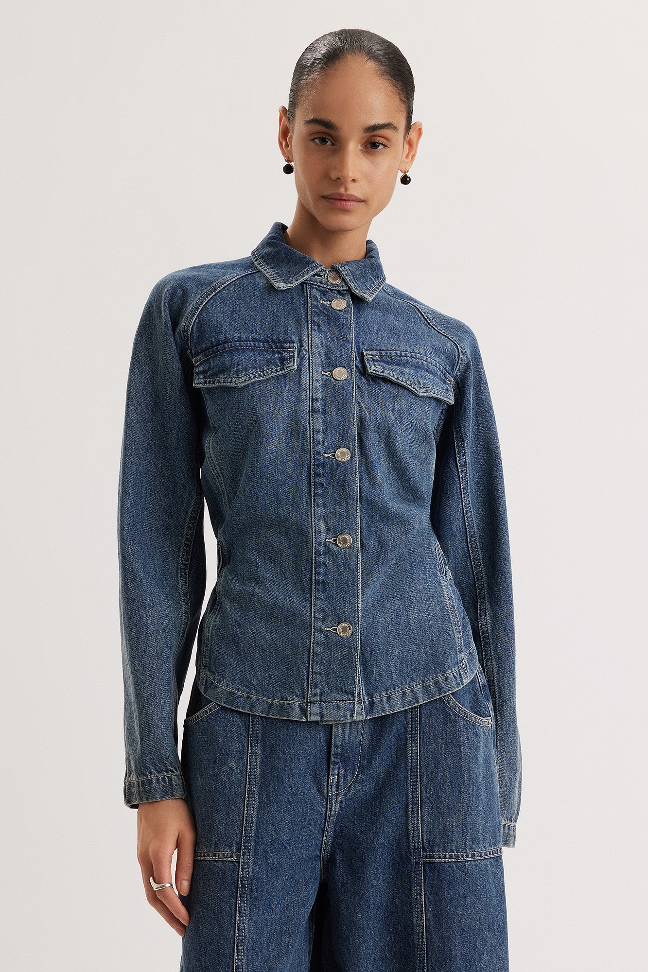 Rhea Jacket in Mid-Blue Wash