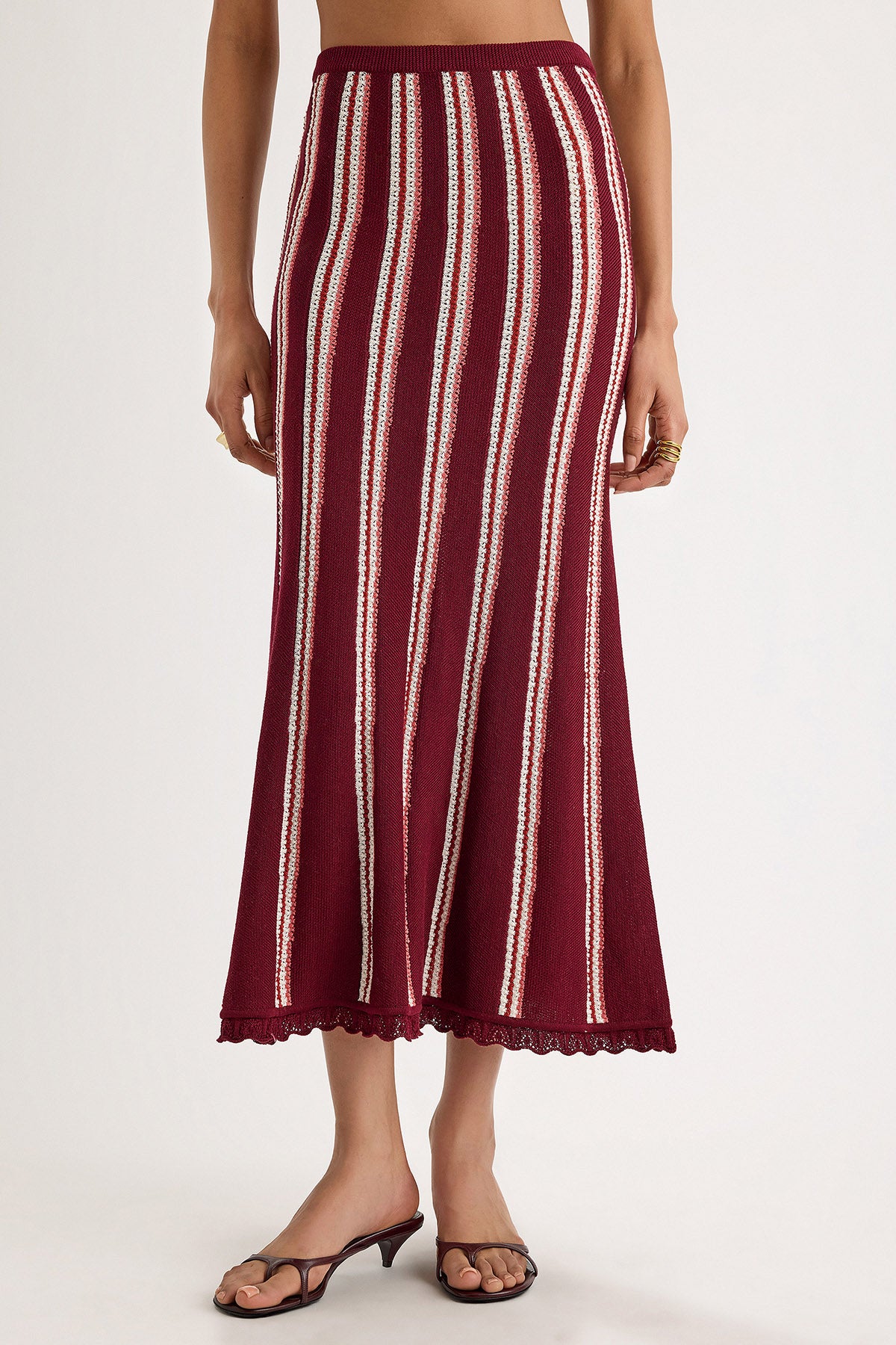 Nahua Skirt in Bordeaux Stripe