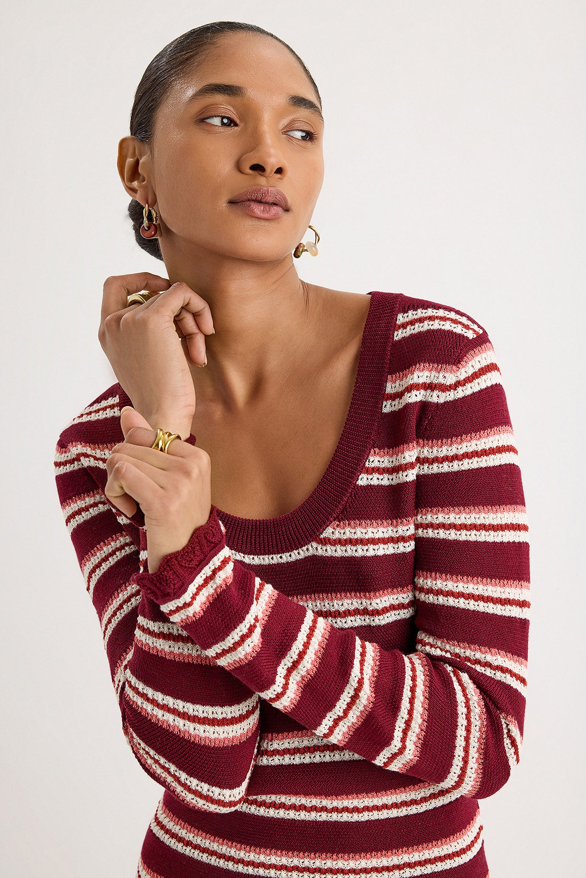 Izel Top in Bordeaux Stripe