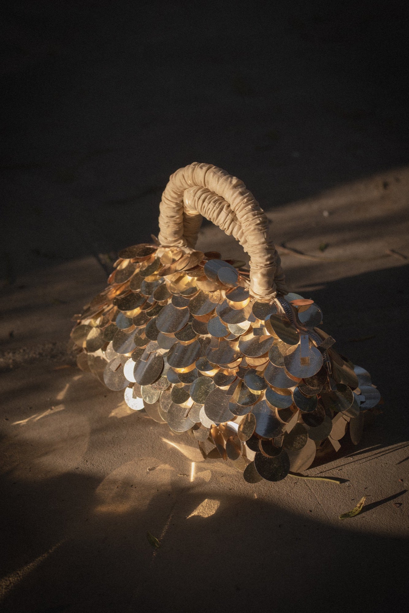 Lune Mini Sequin Bag in Soft Gold