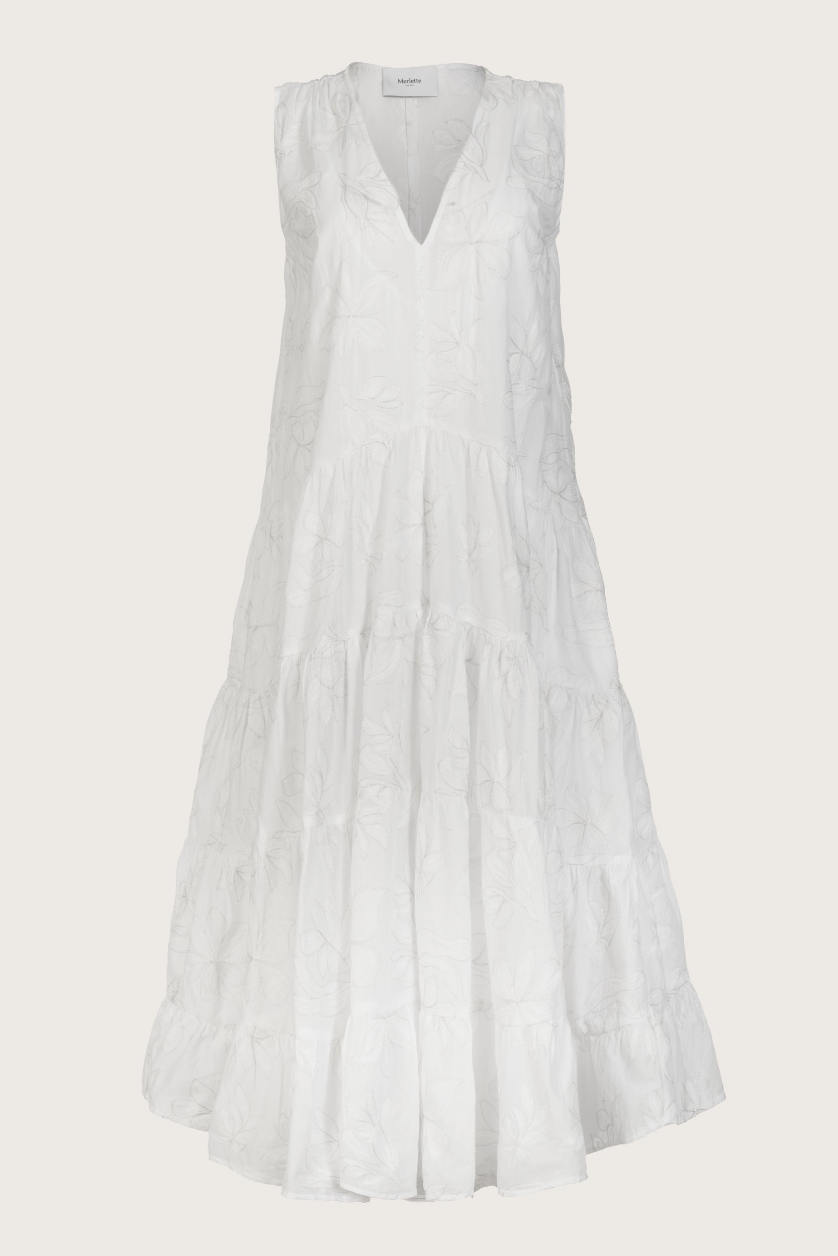 Wallis Embroidered Dress in White Silver