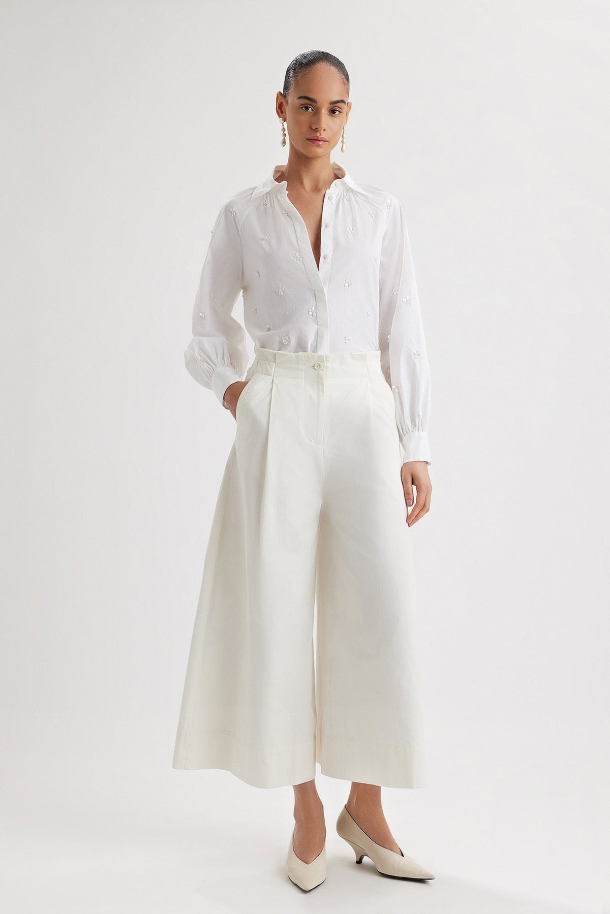 Sargent Embroidered Pant in Ivory