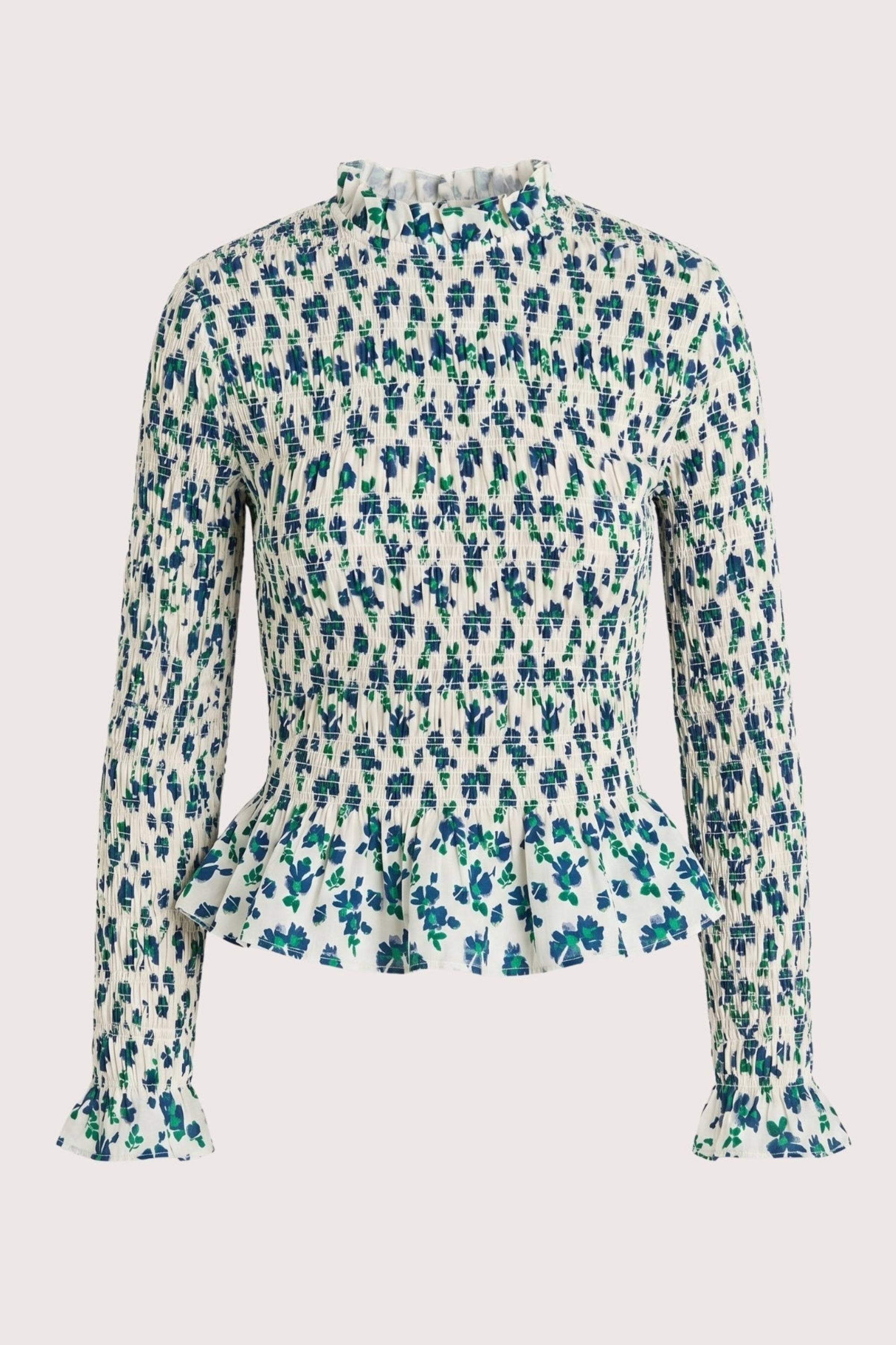 Norra Top in Navy Green Floral Print | Merlette
