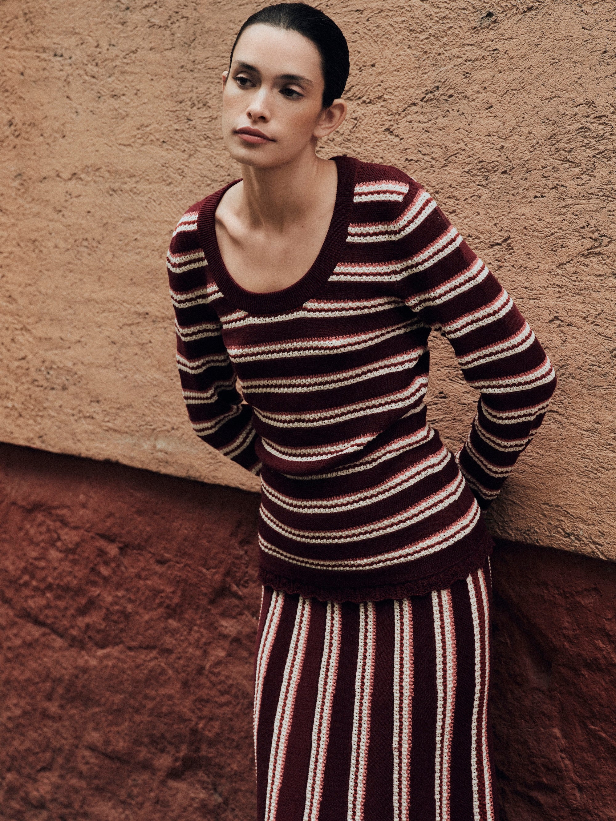 Izel Top in Bordeaux Stripe