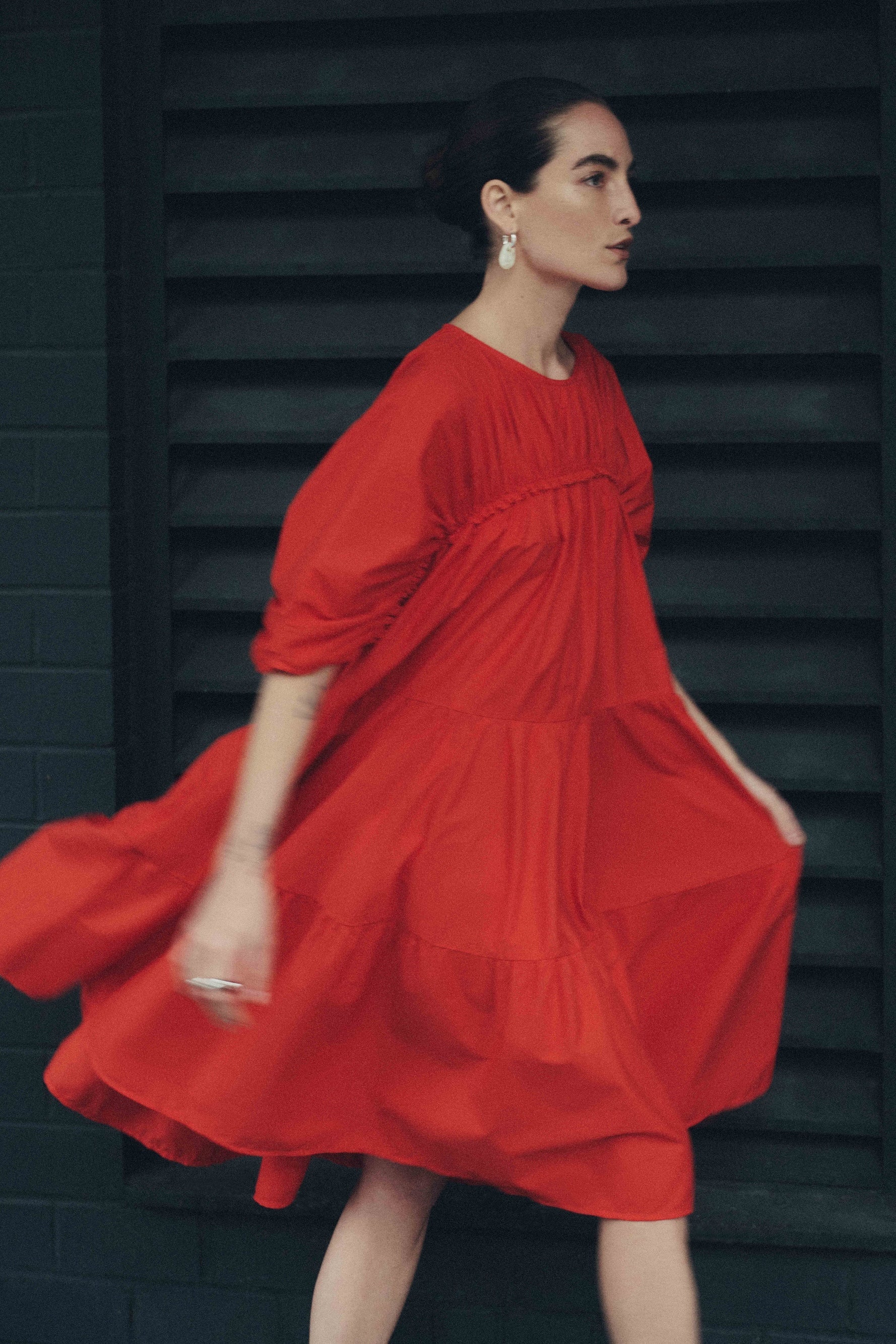 Ines Dress in Cherry