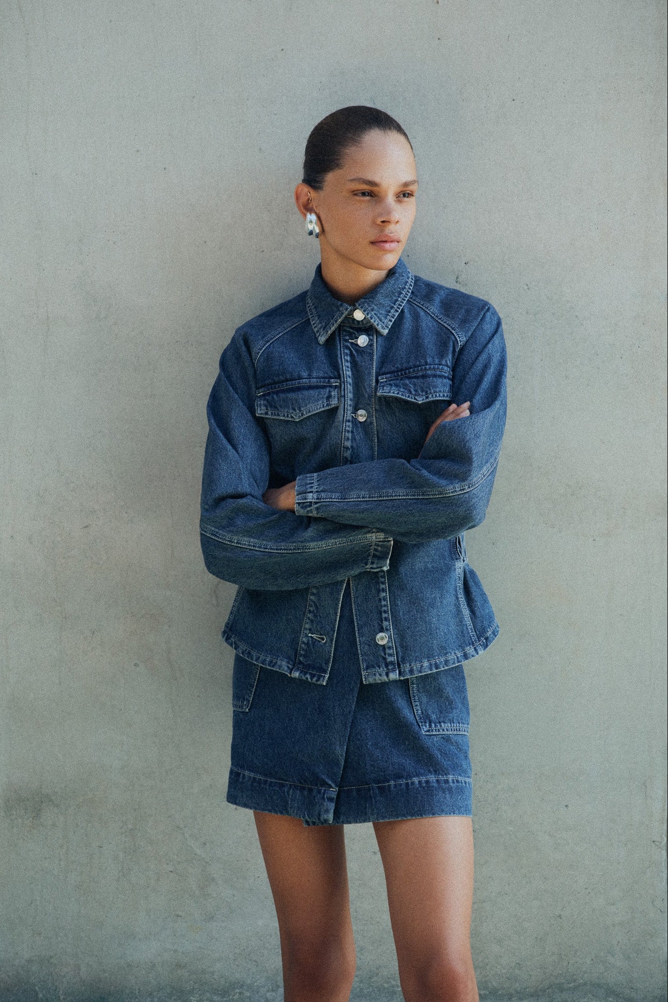 Rhea Jacket in Mid-Blue Wash