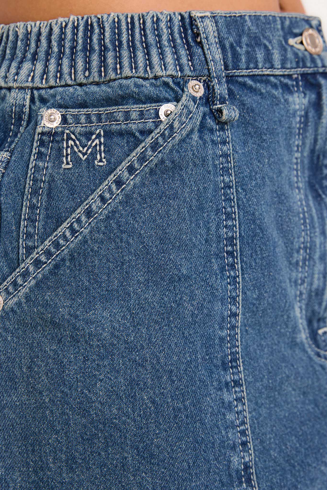 Pollock Denim Short in Mid-Blue Wash
