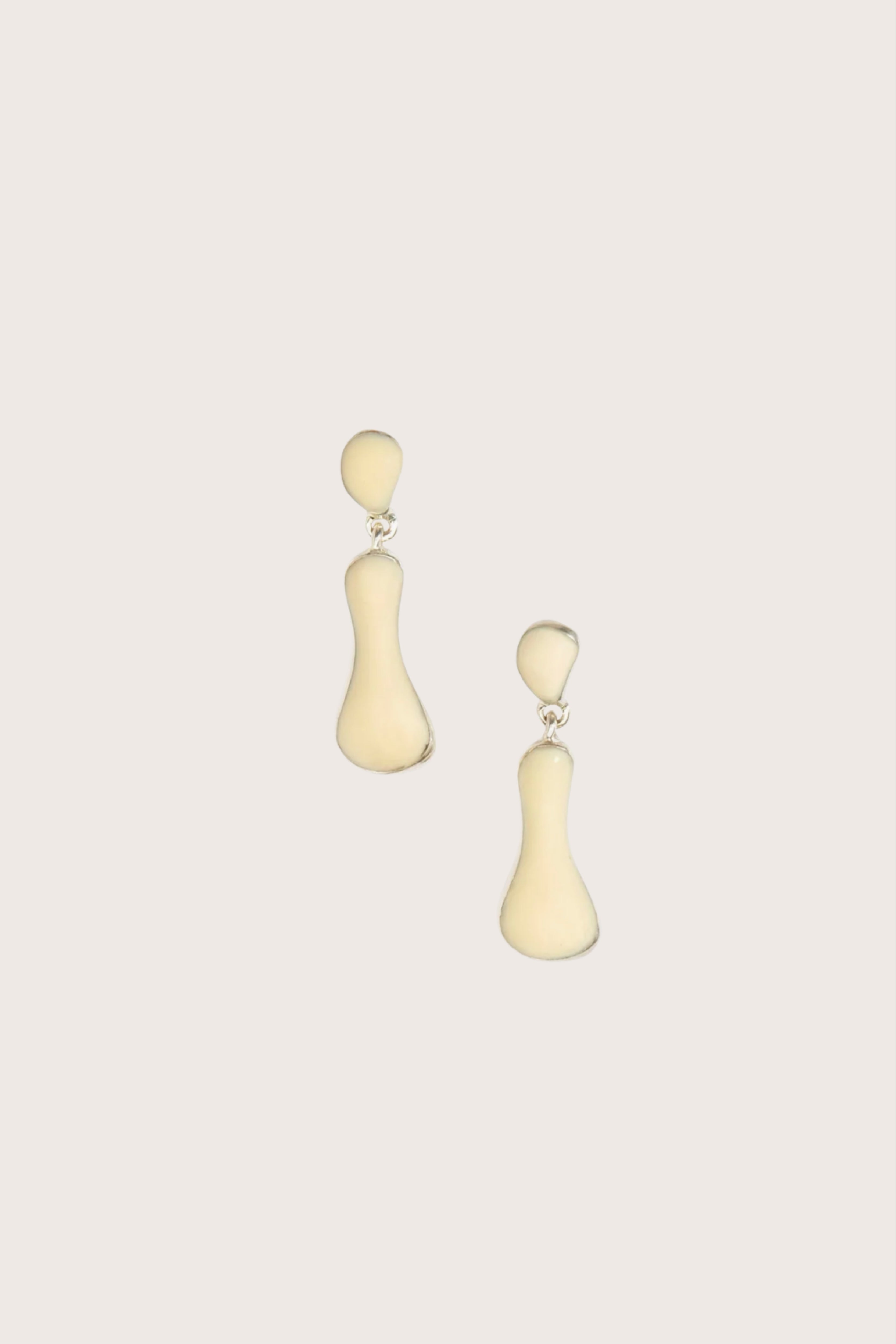 Medium Bones Earrings in Cream/Silver