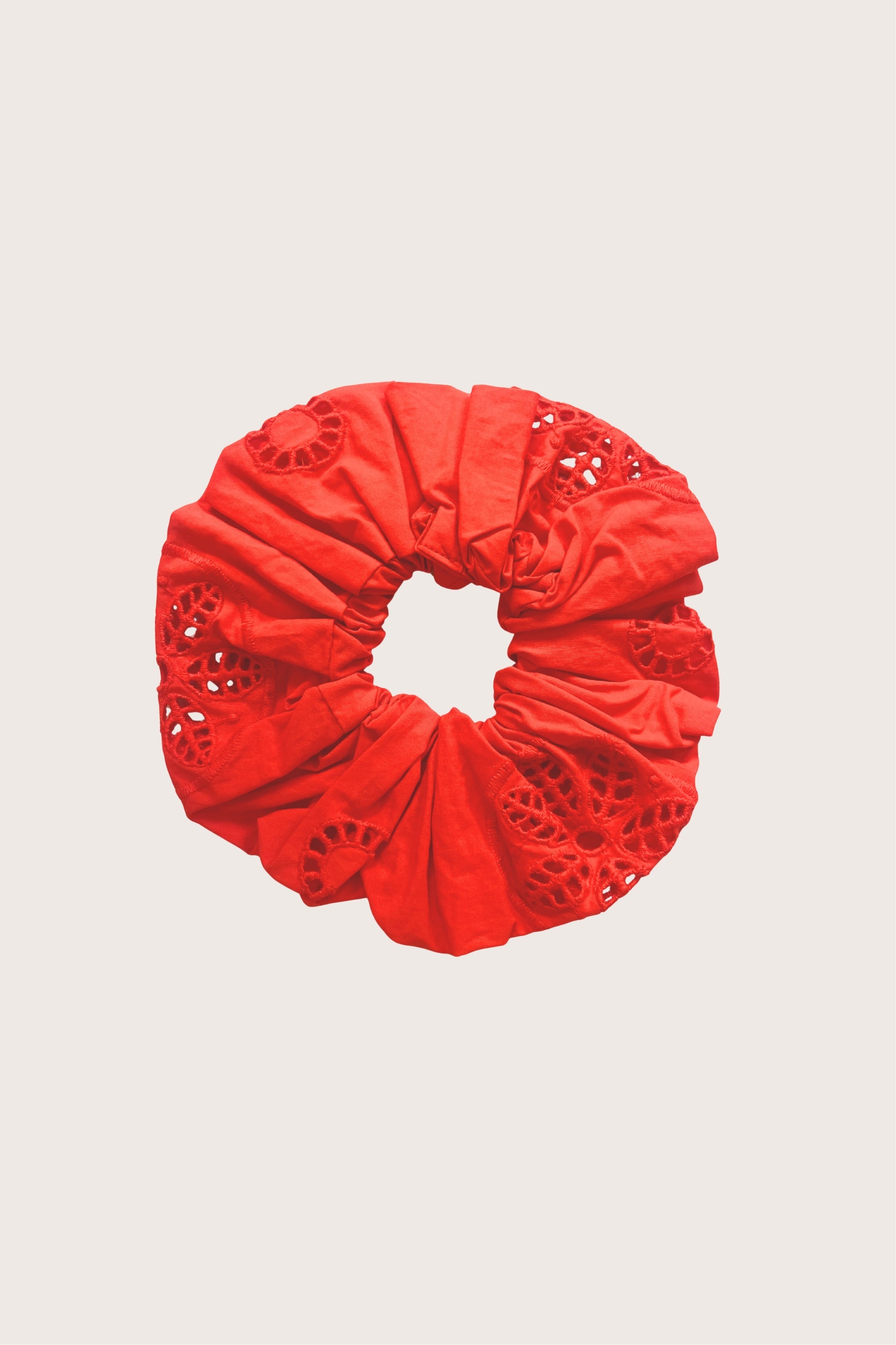 Eyelet Scrunchie in Cherry