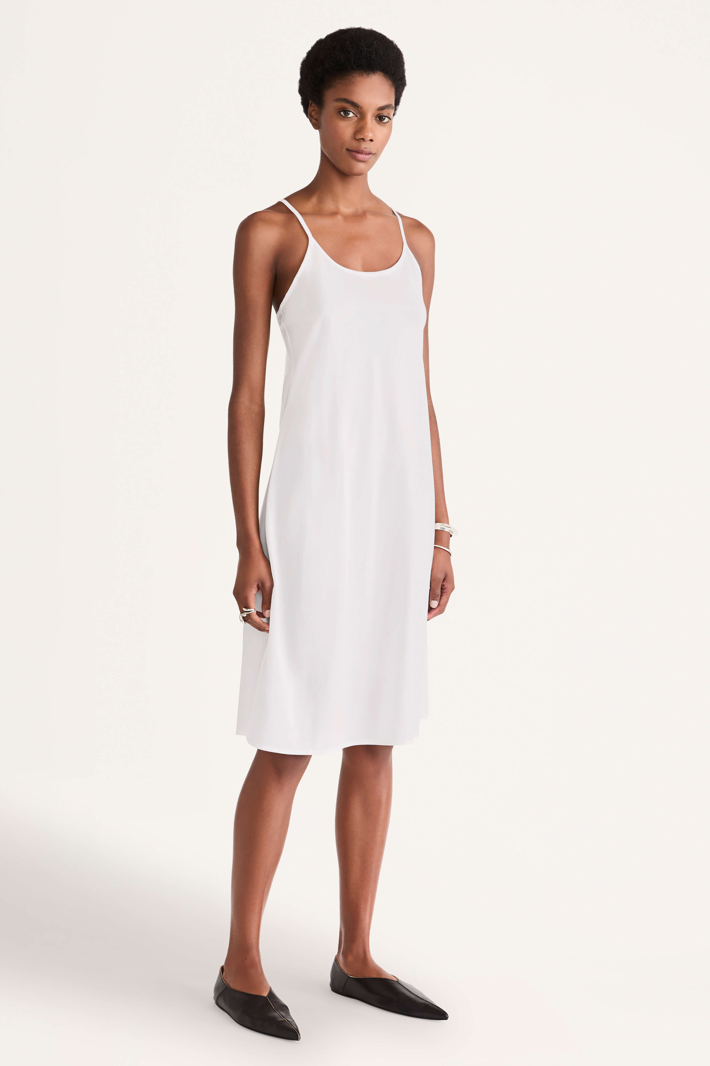 Midi Slip Dress in White