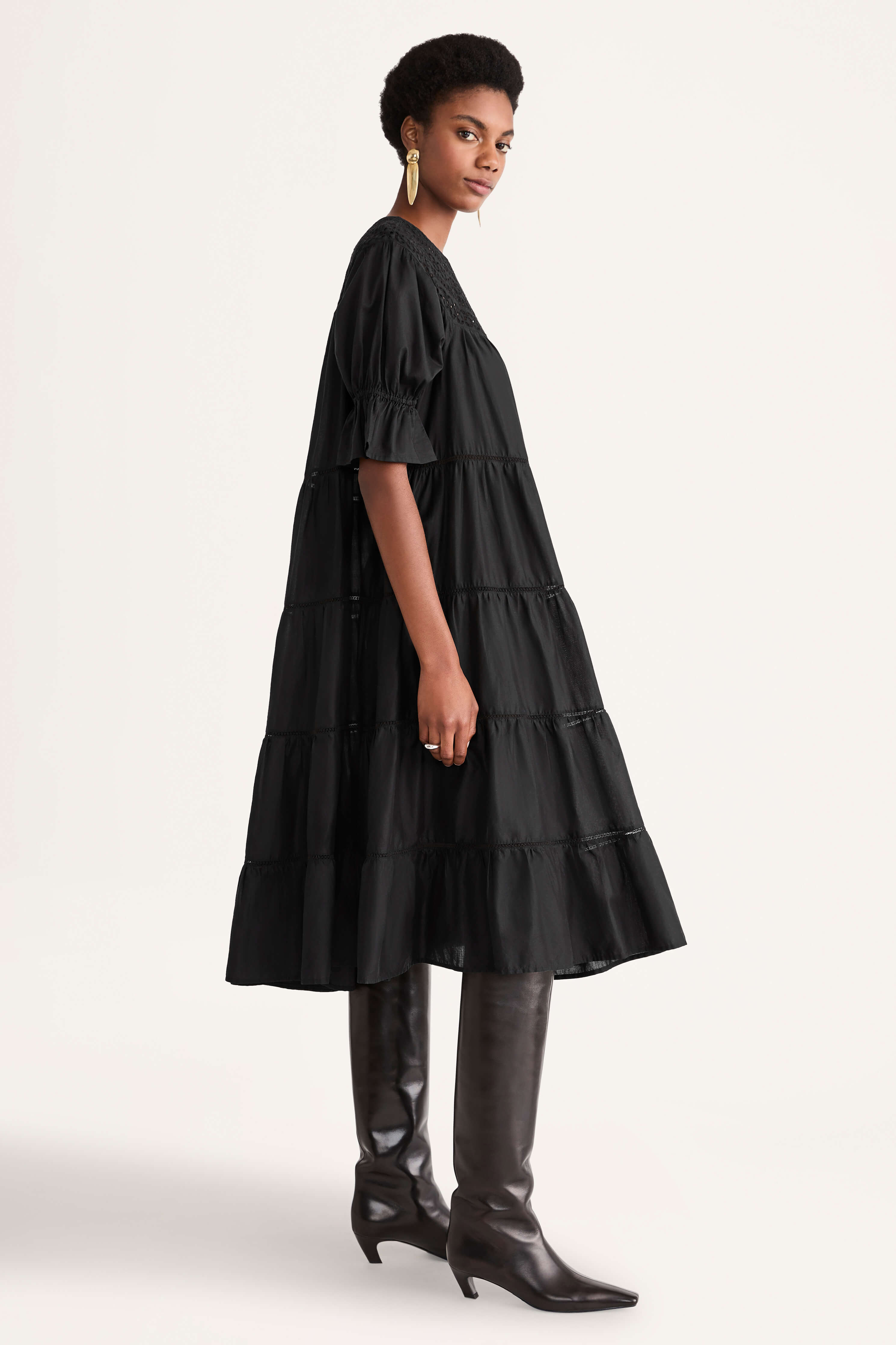 Paradis Eyelet Dress in Black