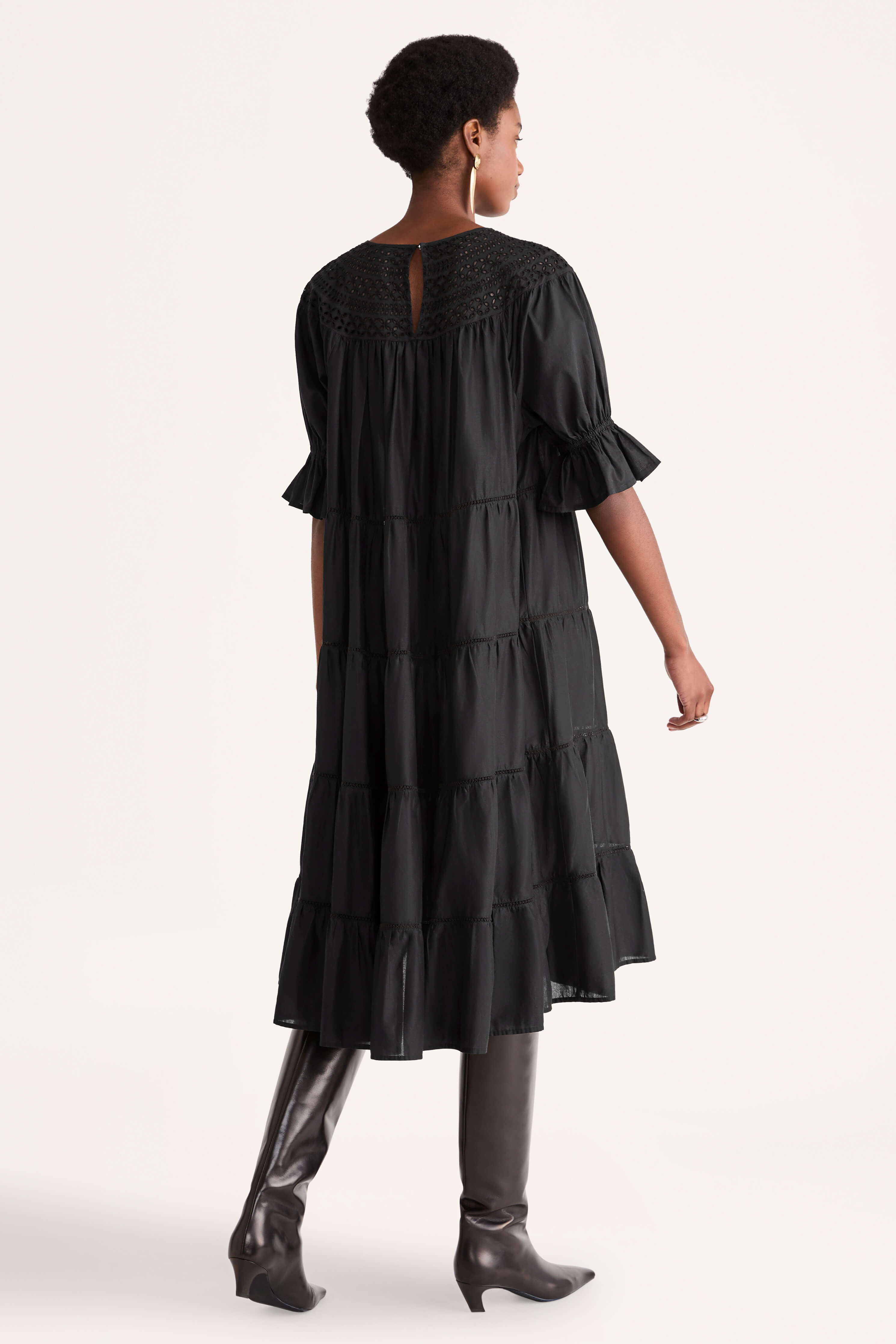 Paradis Eyelet Dress in Black