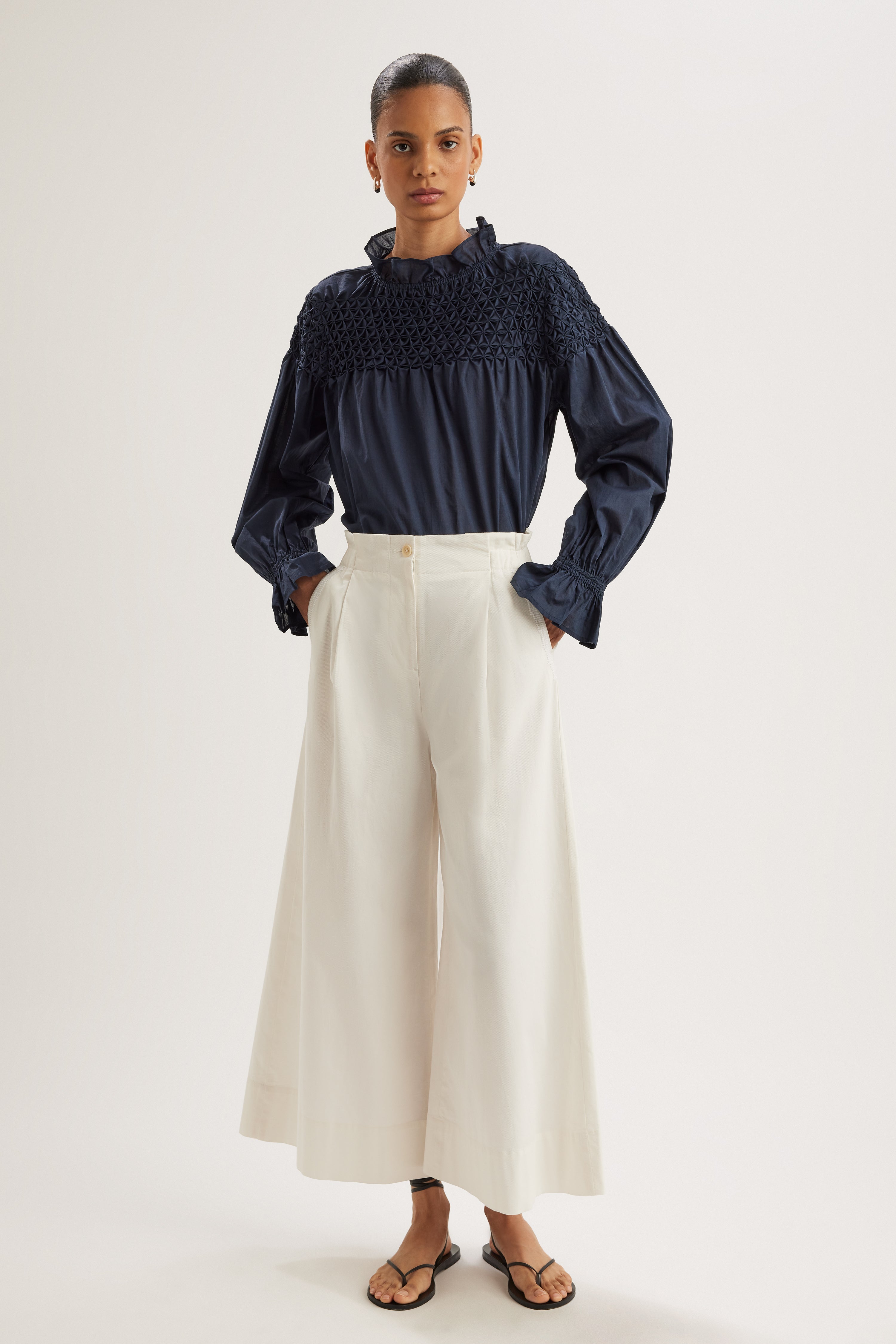 Sargent Emb Pant in Ivory