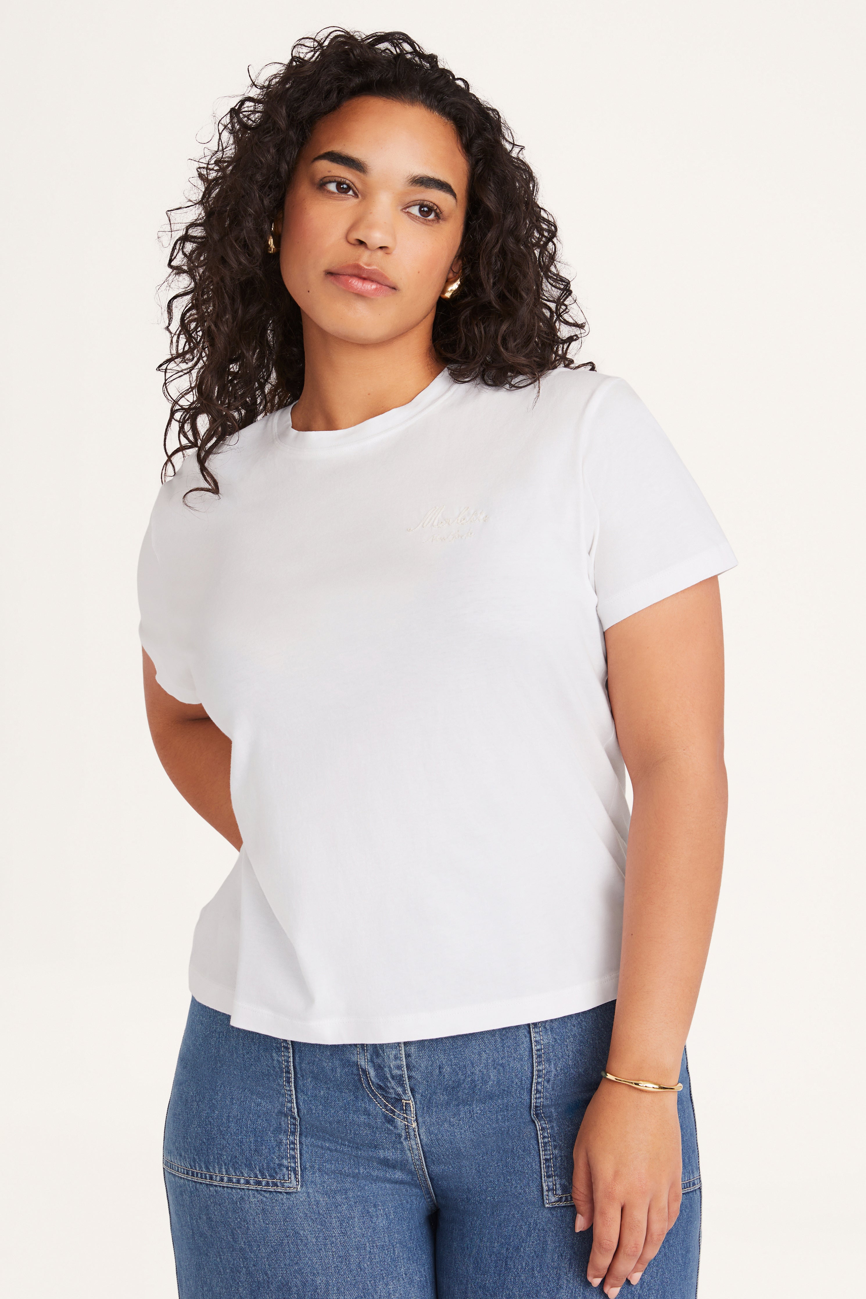 White t shirt top layering