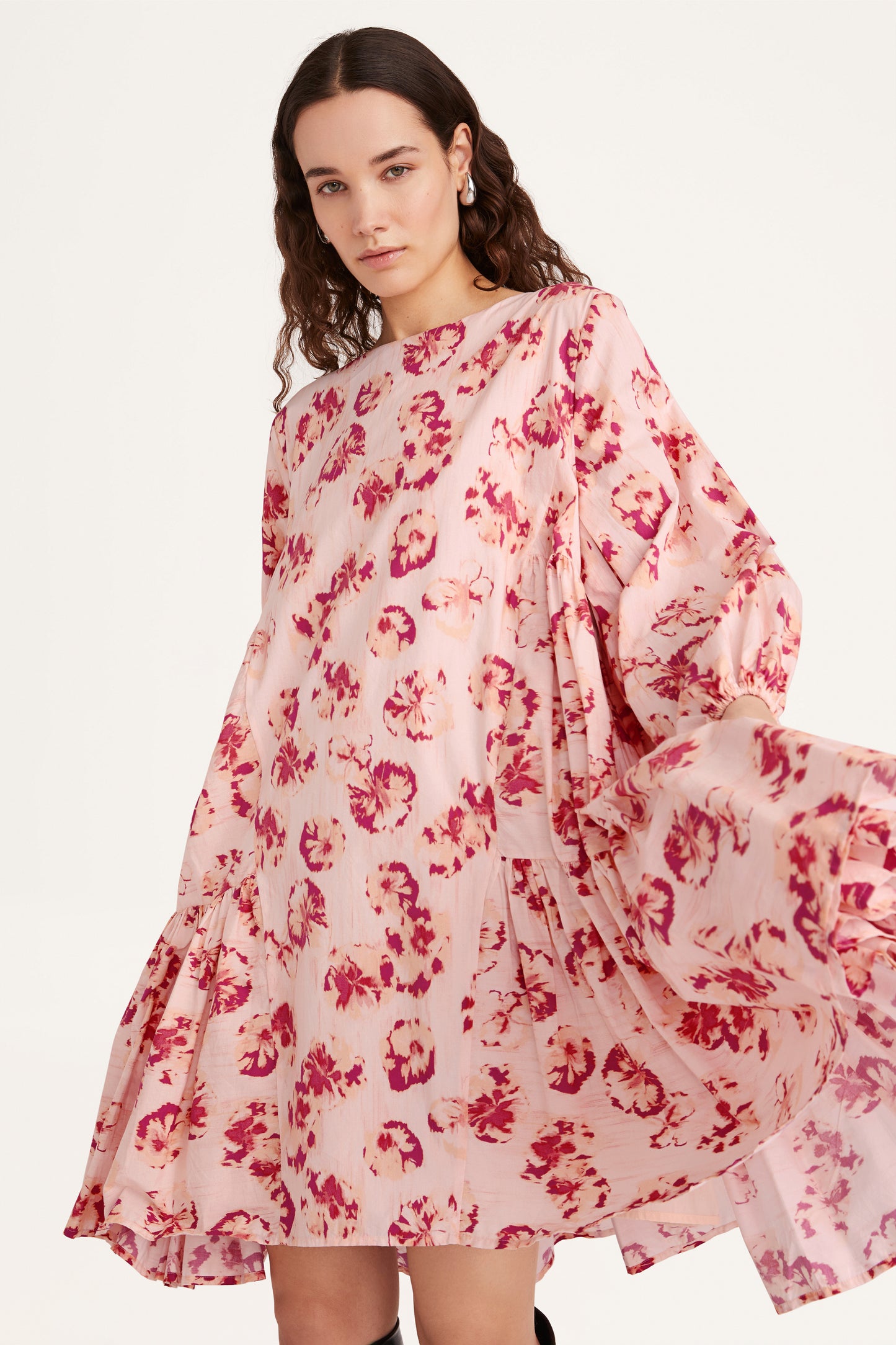 Byward Dress in Orchid Ikat Floral Print
