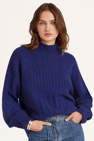 Merlette Women's Valais Patchwork-knit Wool-blend Sweater In Cobalt