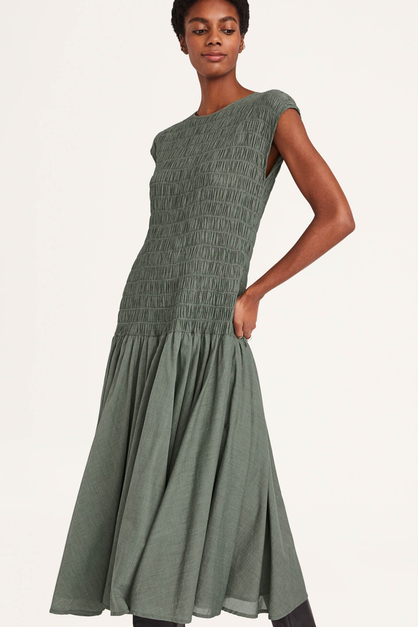 Stijl Dress in Moss Chambray