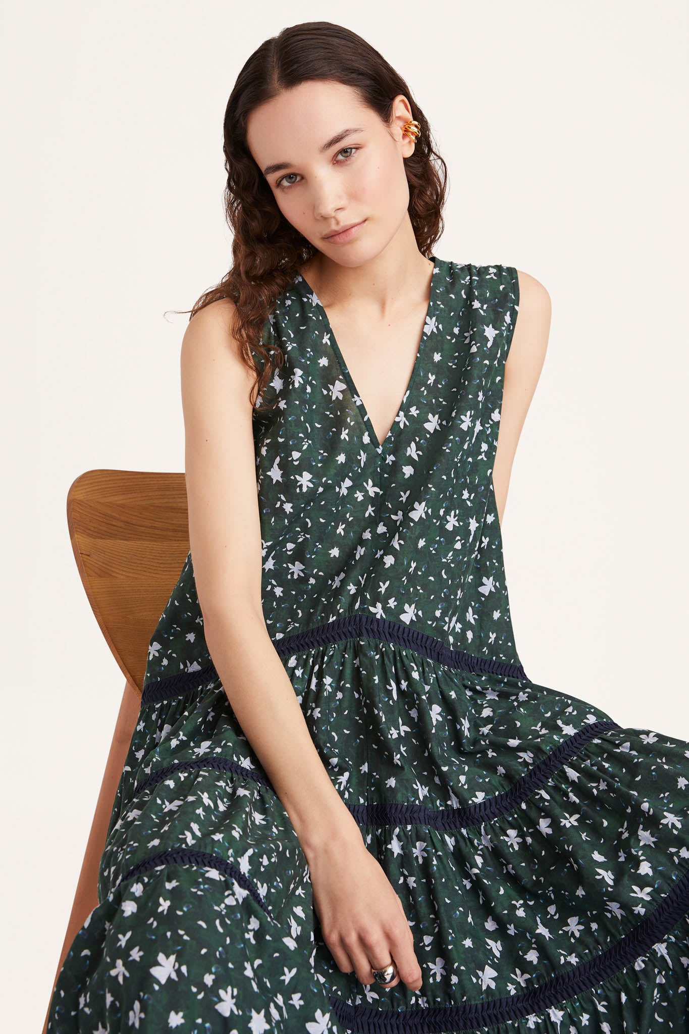 Wallis Pintuck Dress in Forest Floral Print