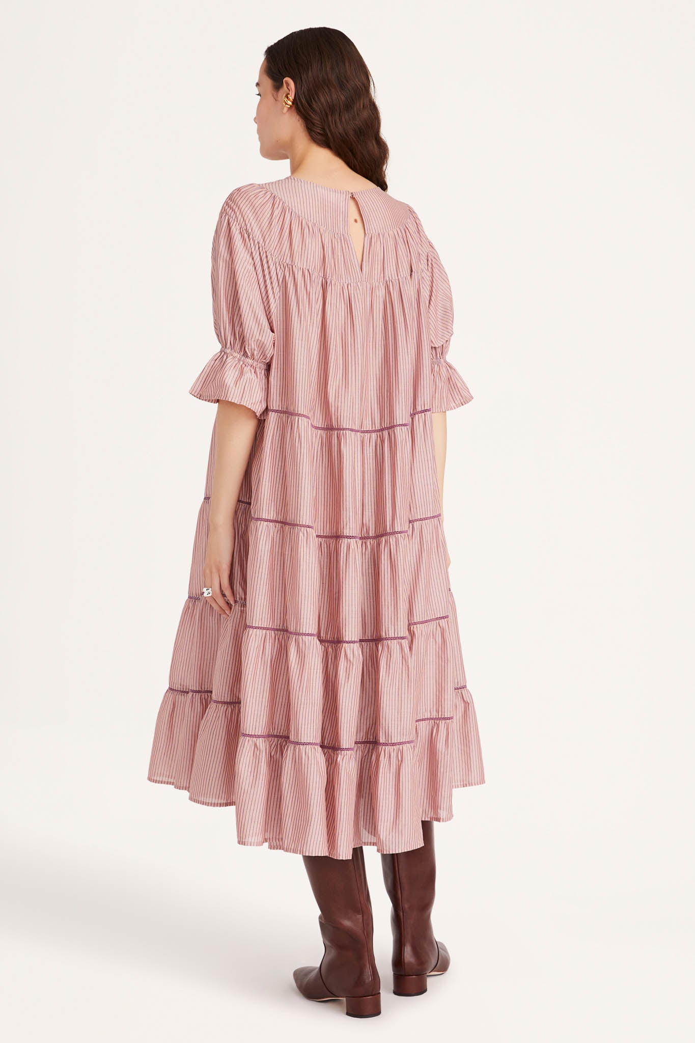 Paradis Dress in Mulberry Multi Stripe