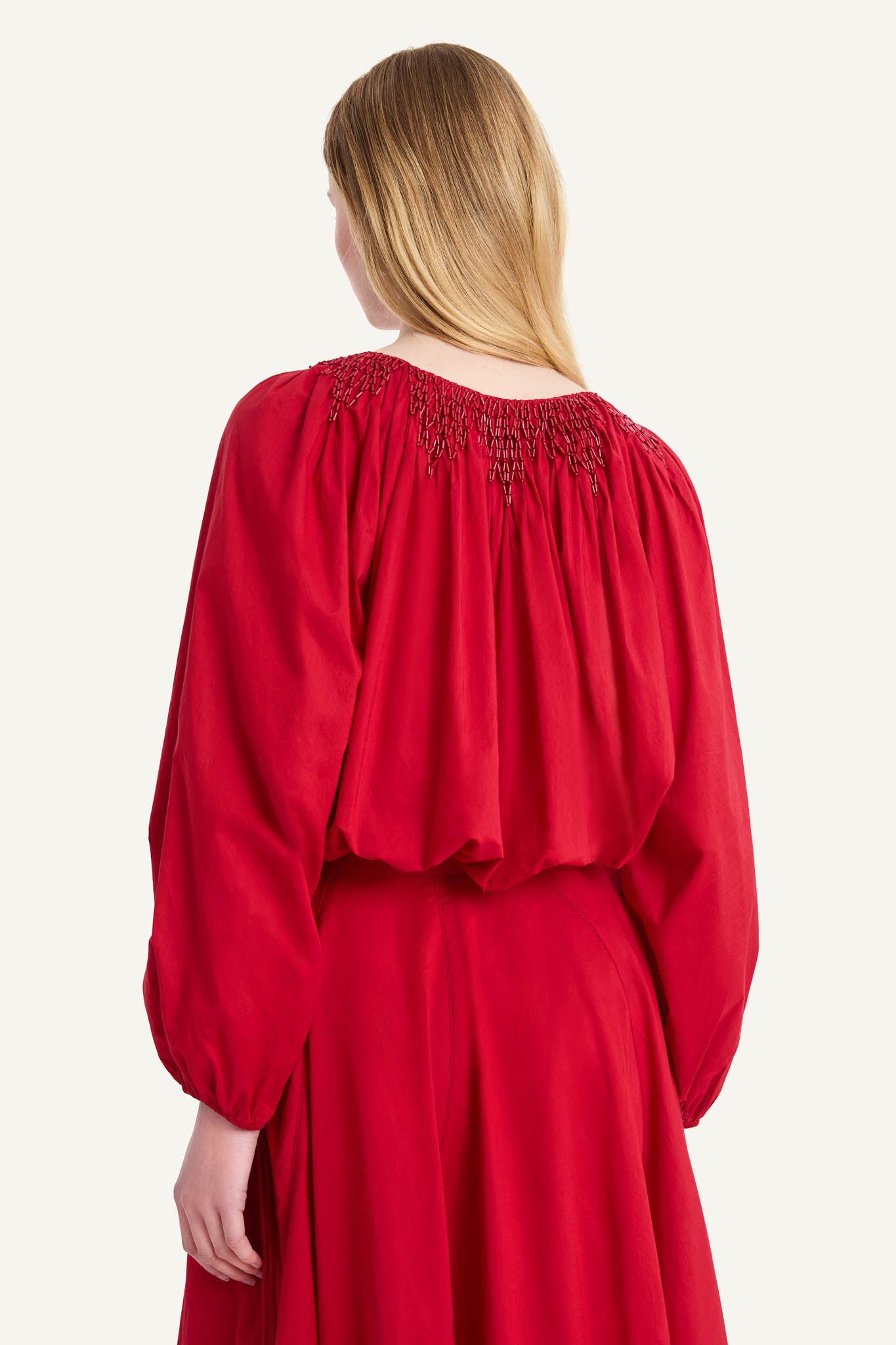 Lotus Beaded Top in Rouge