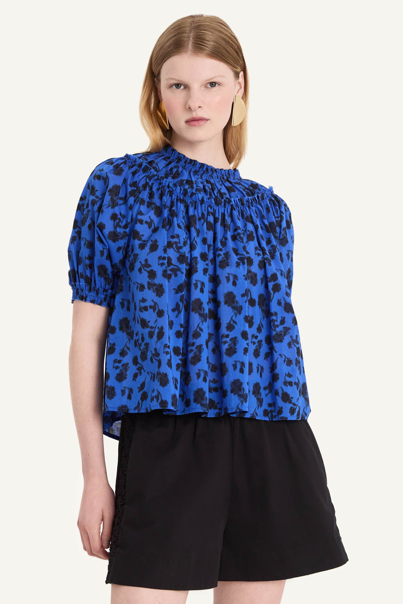 Menton Top in Cobalt Ink Floral Print