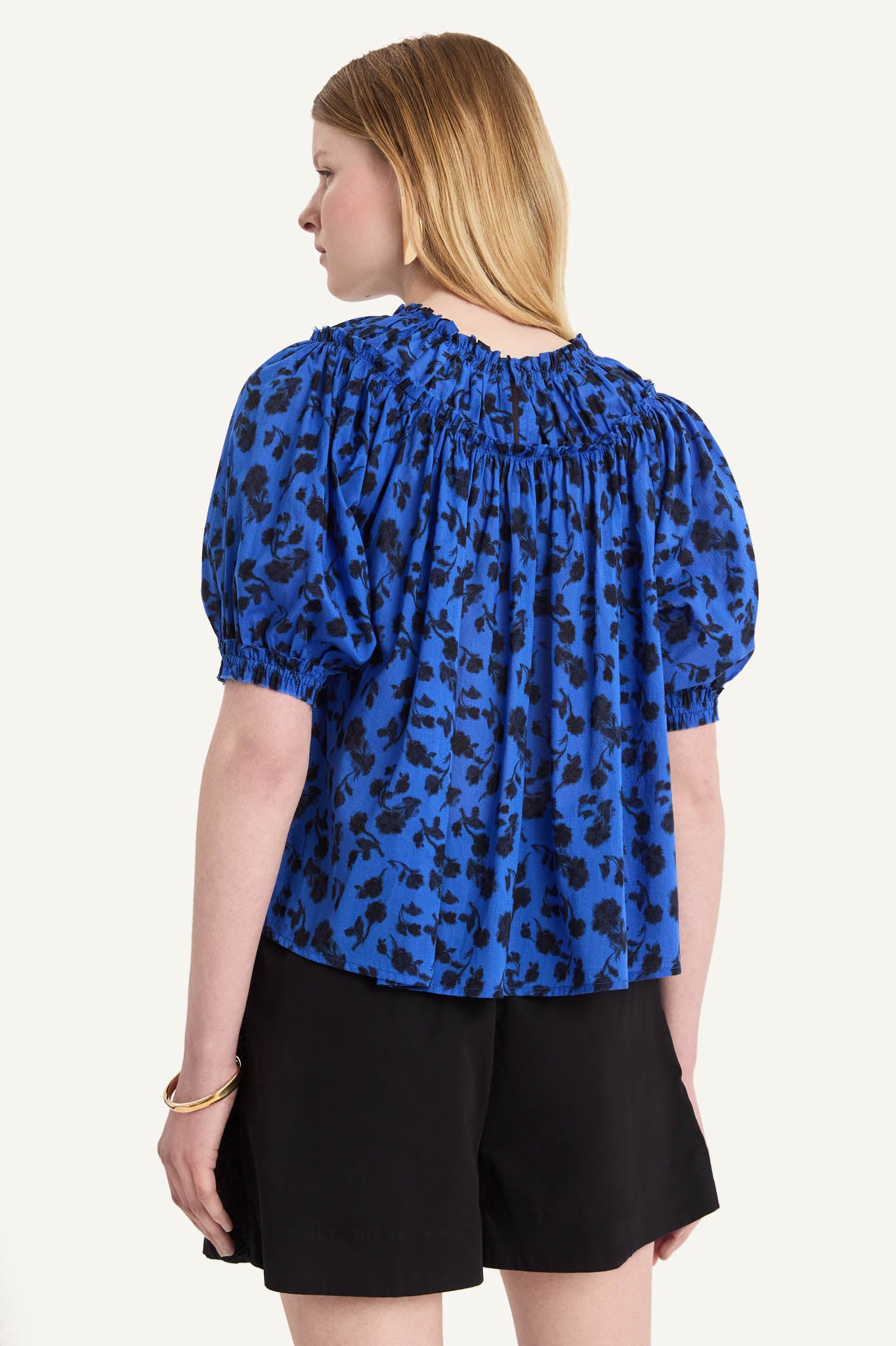 Menton Top in Cobalt Ink Floral Print