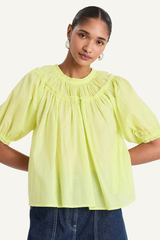 Merlette Women's Menton Cotton Voile Puff-sleeve Top In Citrine
