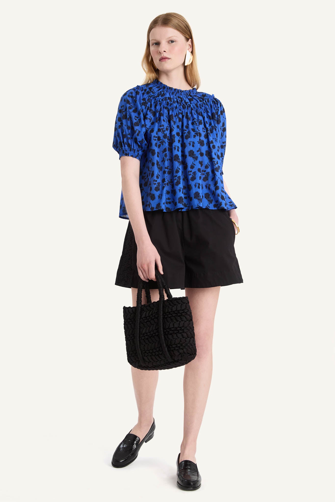 Menton Top in Cobalt Ink Floral Print