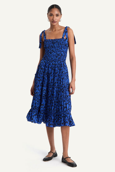 Galet Dress in Cobalt Ink Floral Print