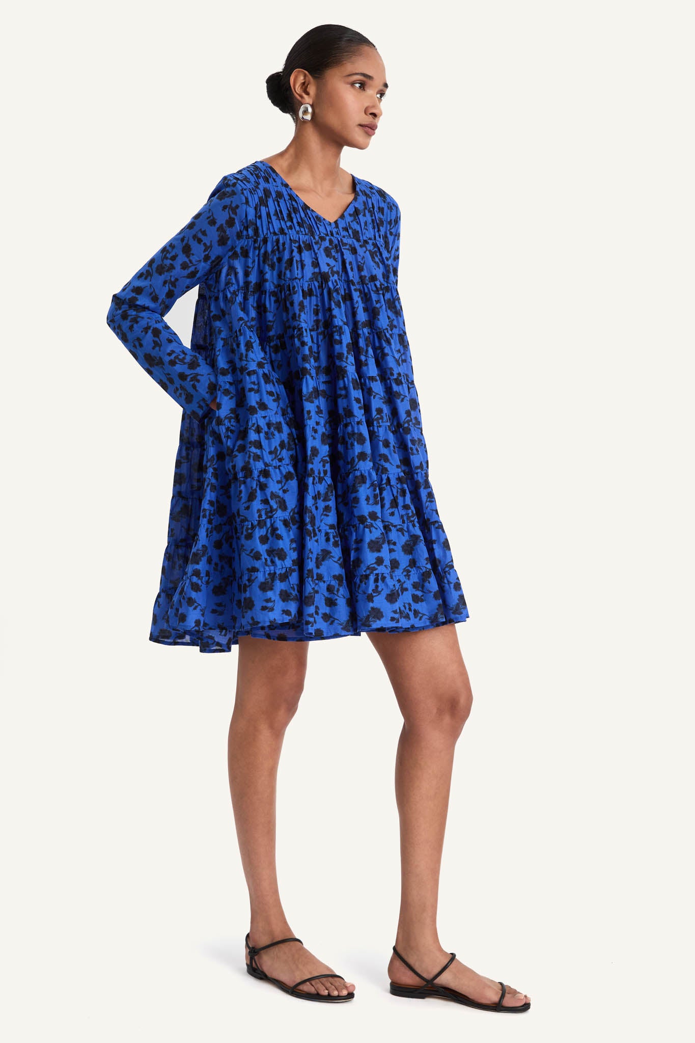 Solis Dress in Cobalt Ink Floral Print