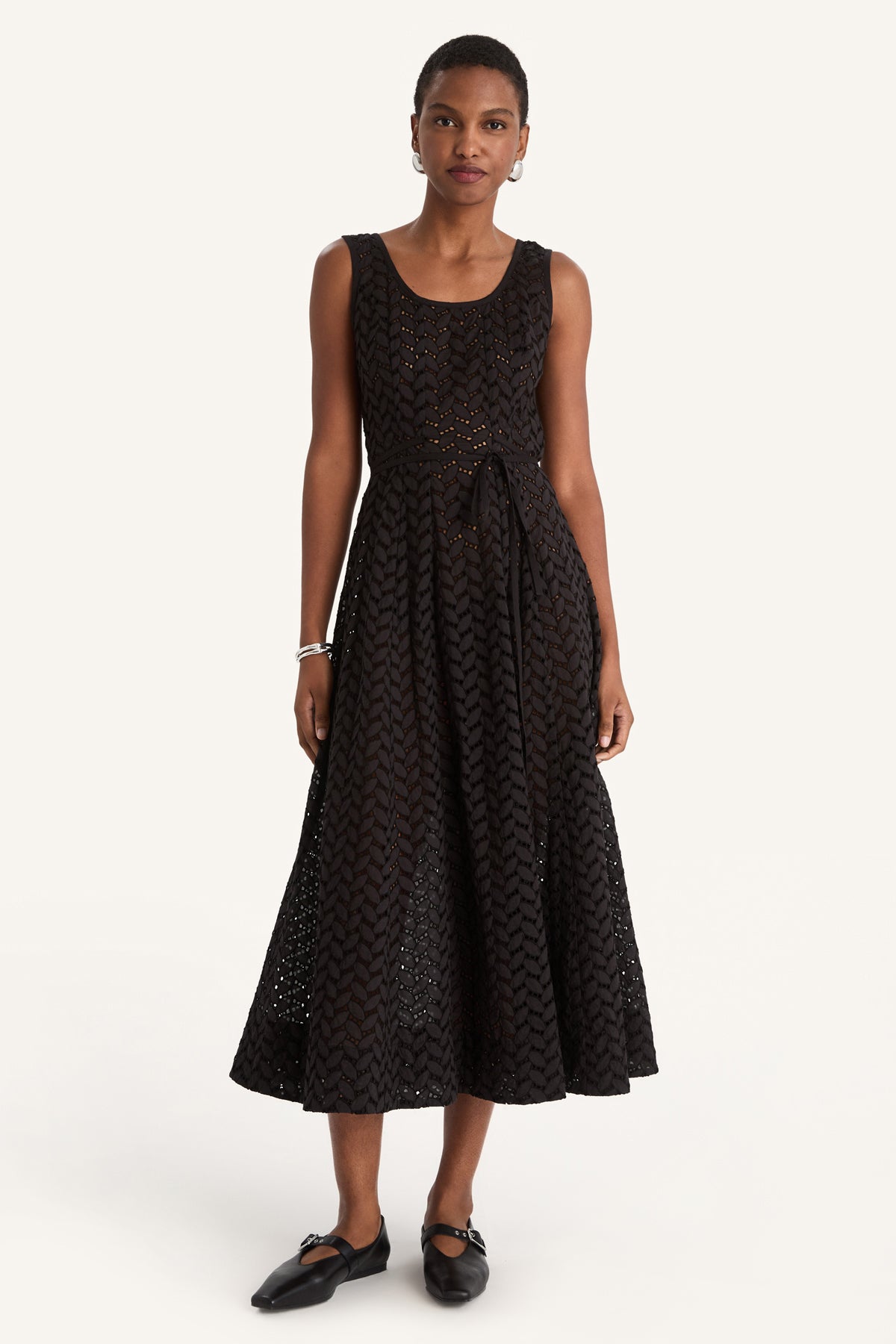 Olea Eyelet Dress in Black