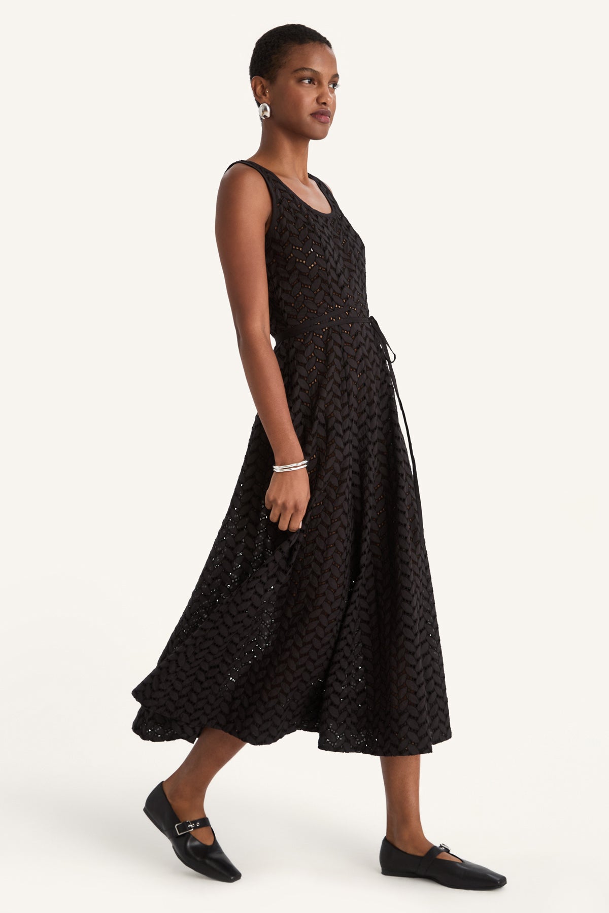 Olea Eyelet Dress in Black