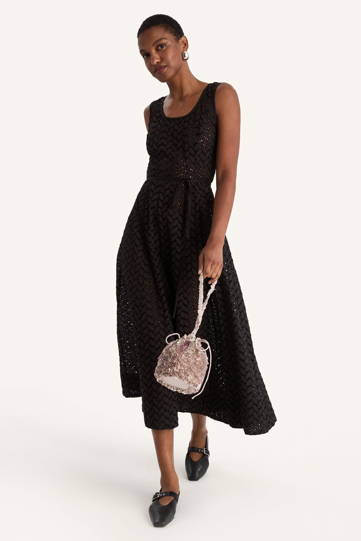 Olea Eyelet Dress in Black