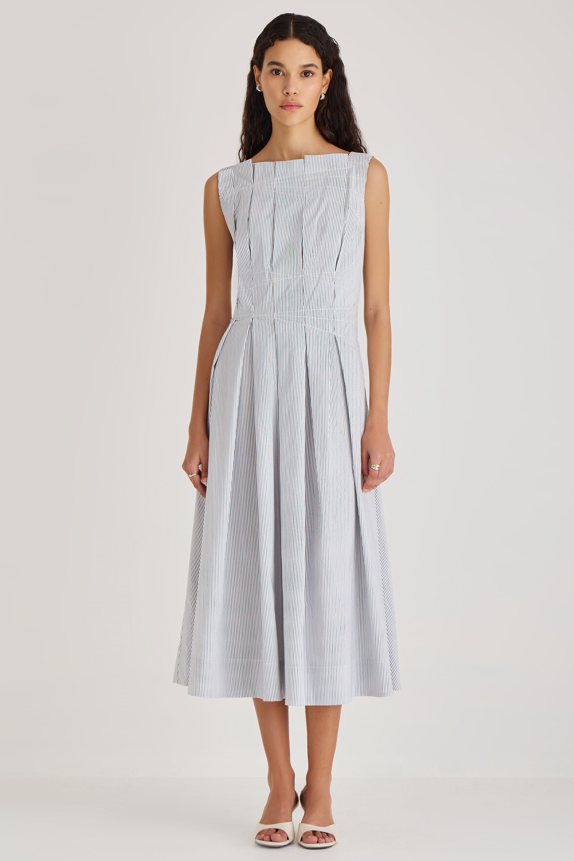 Nara Dress in Admiral Navy Stripe