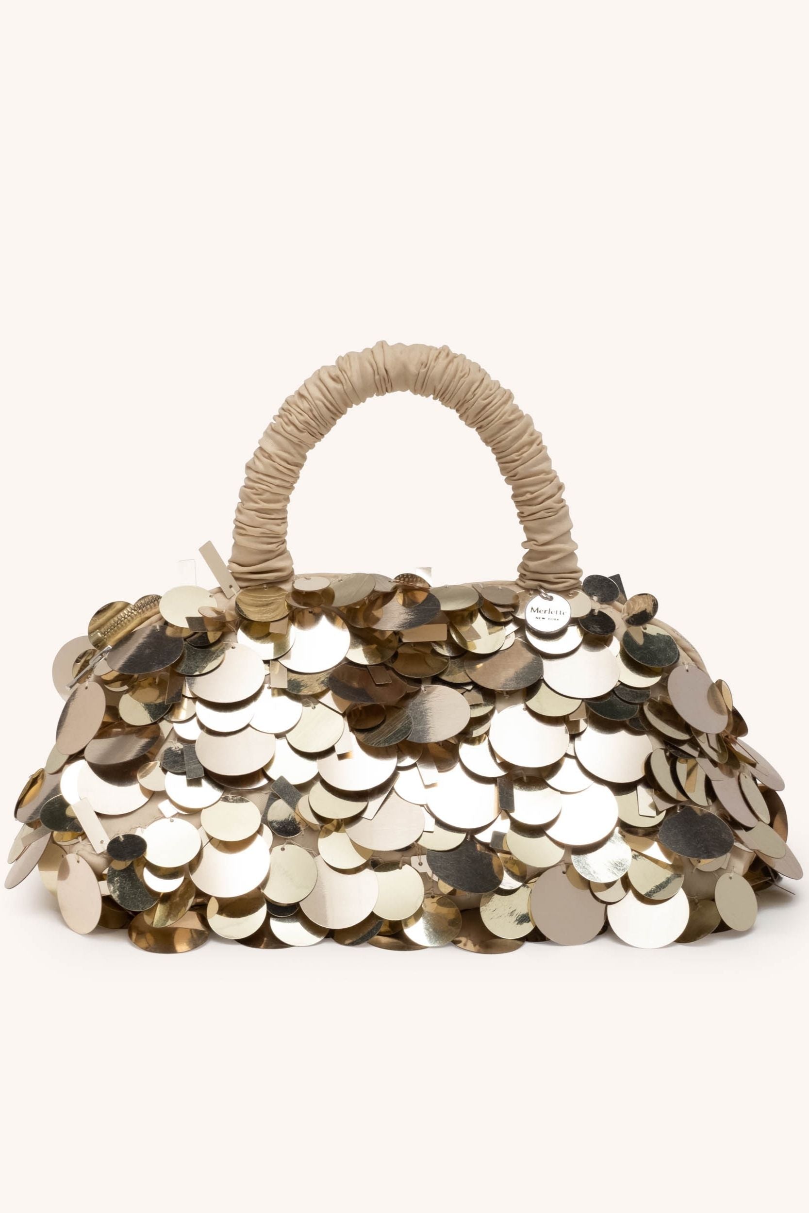 Lune Mini Sequin Bag in Soft Gold