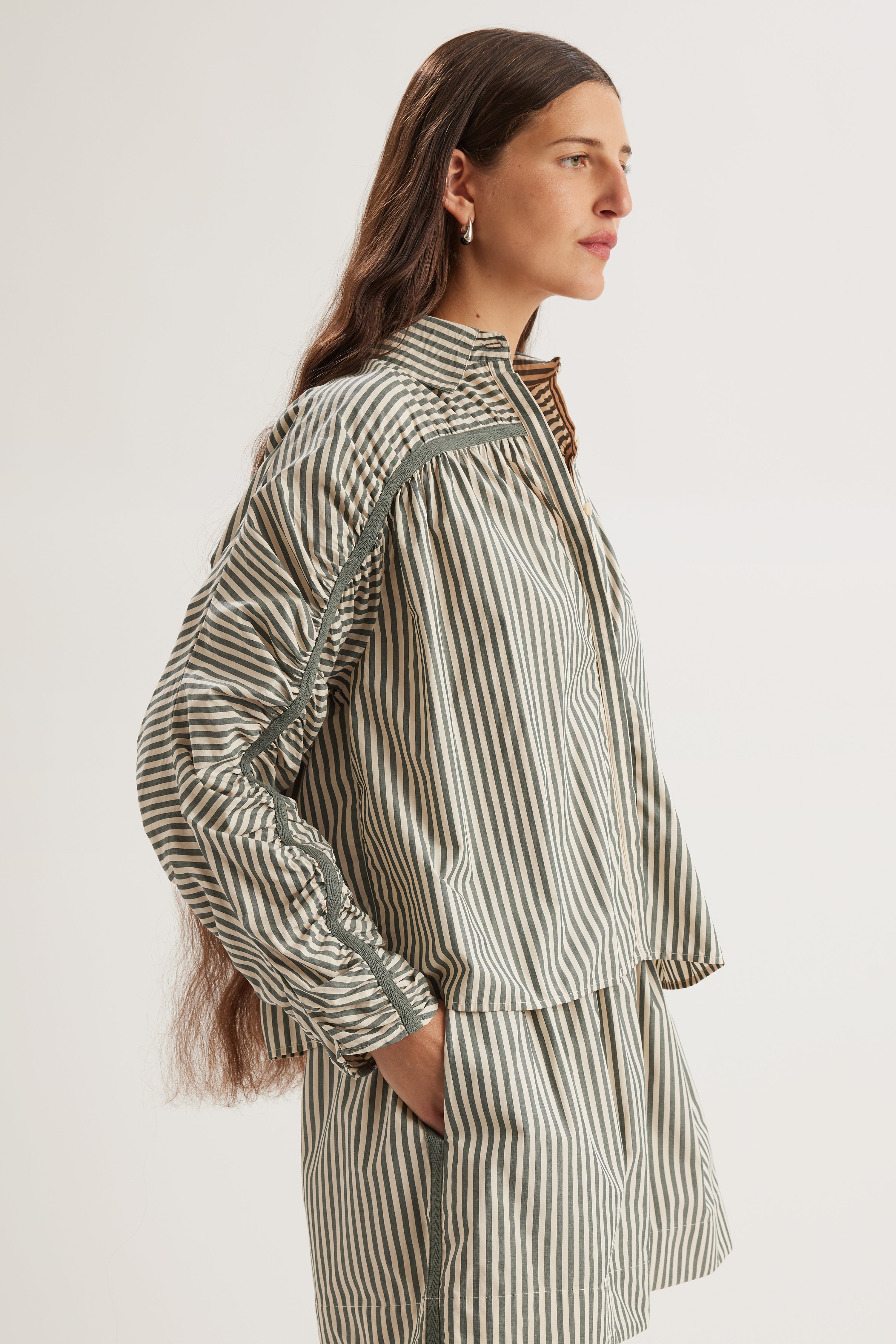 Merlette シャーリングトップス Julian Top in Cedar Stripe